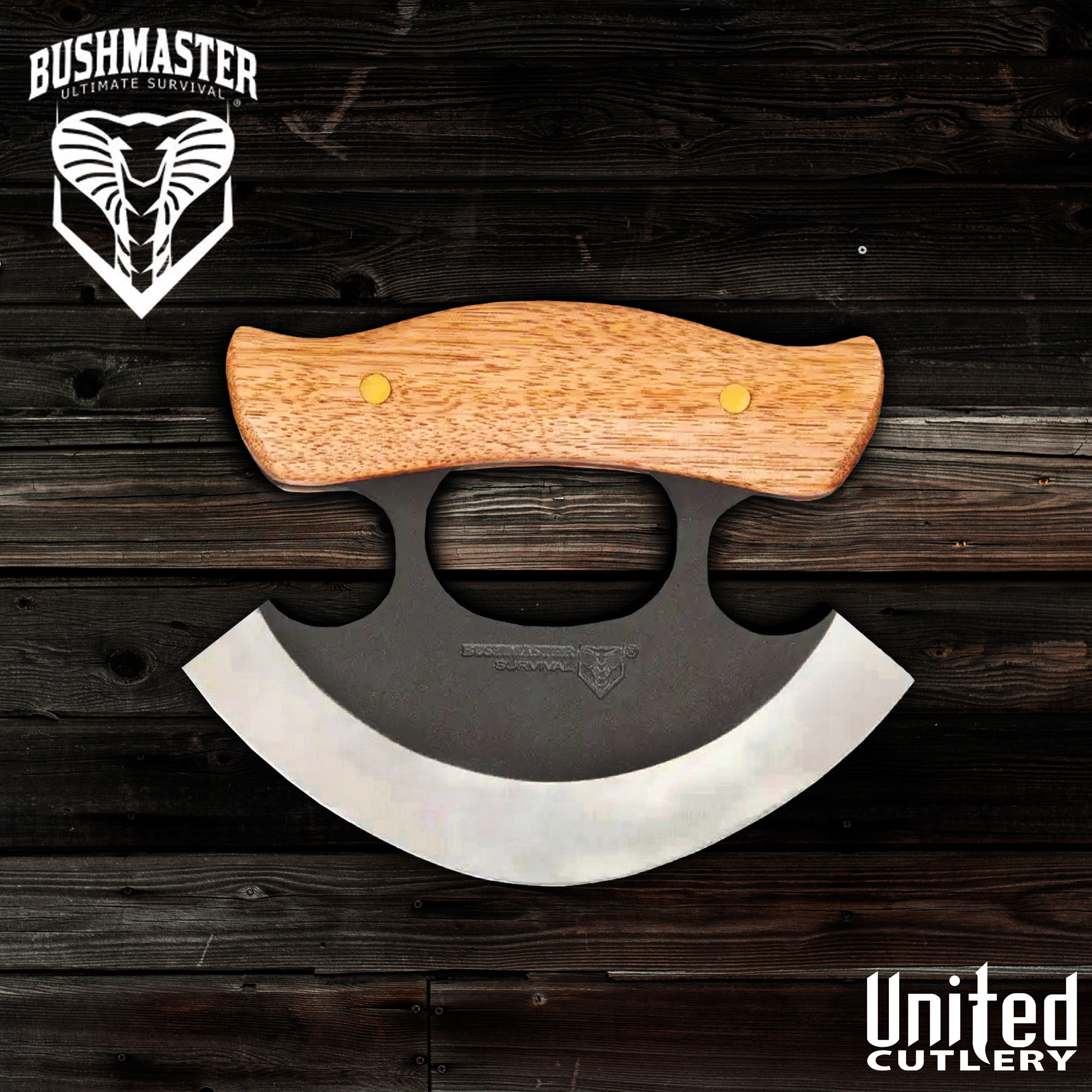 Bushmaster Ulu Bushcraft Messer mit Scheide