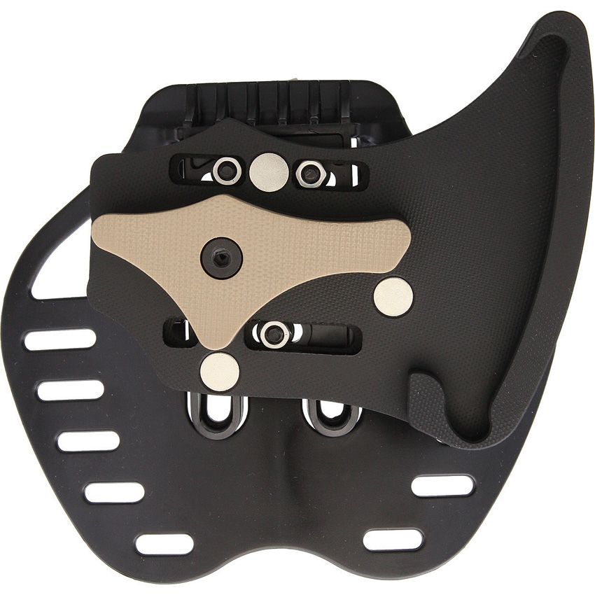 EX-T01 Tomahawk, Axtkopf aus schwarzem Cerakote S-7, Griff aus Braunen G10, Scheide aus G10