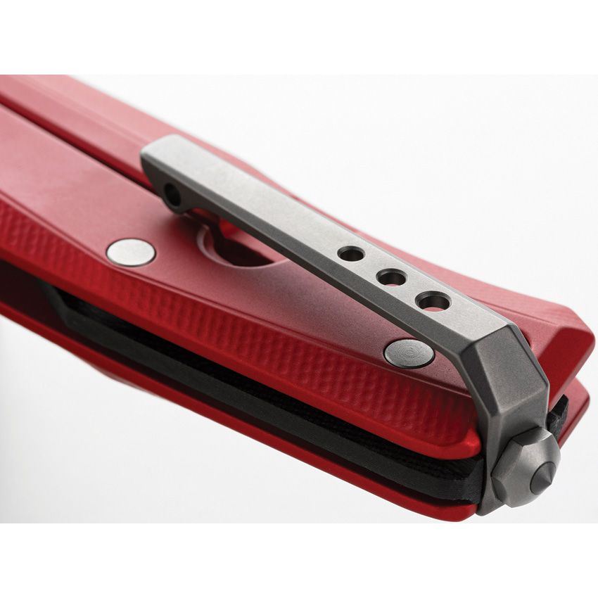 Myto, M390 Satin Blade, Red Aluminum Handle