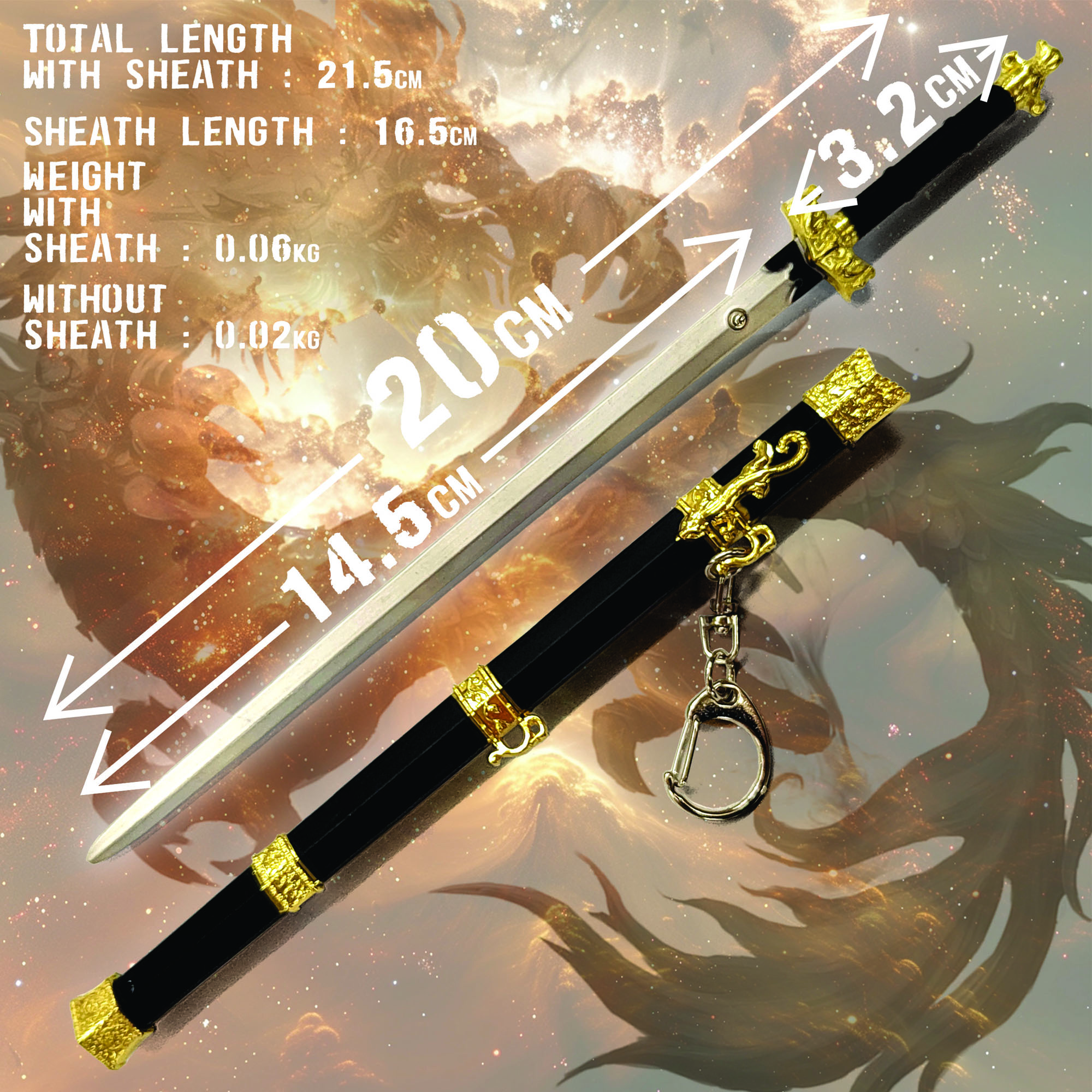 Schwert von Goujian – Jian Schwert, Brieföffner mit Scheide und Ständer