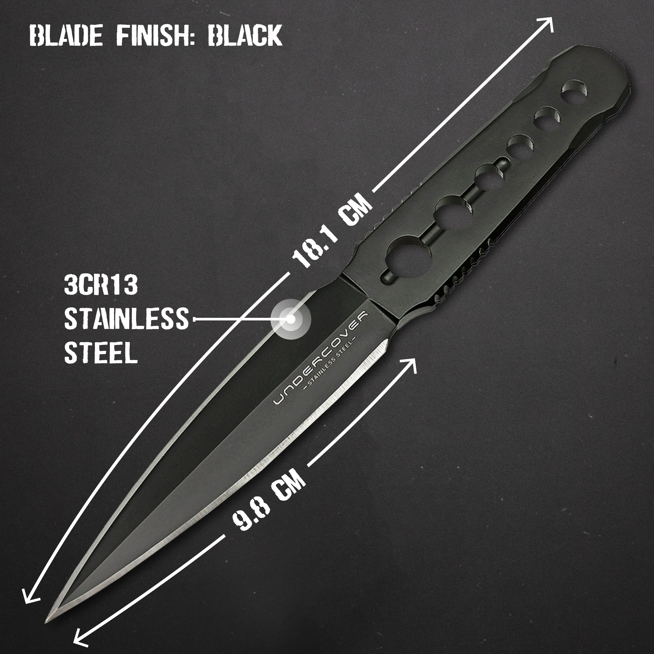 DREI Undercover CIA Stinger-Messer mit Scheide, 3er Bundle