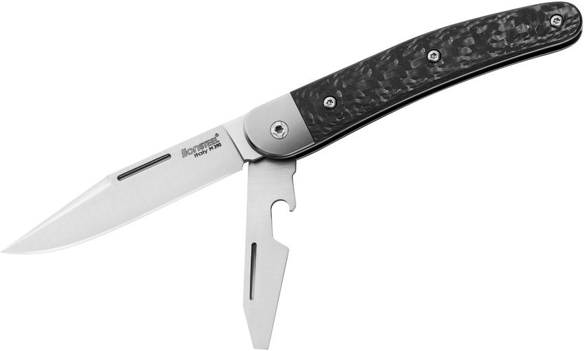 JK2, M390 Clip Point-Klinge und Flaschenöffner, schwarzer G10-Griff