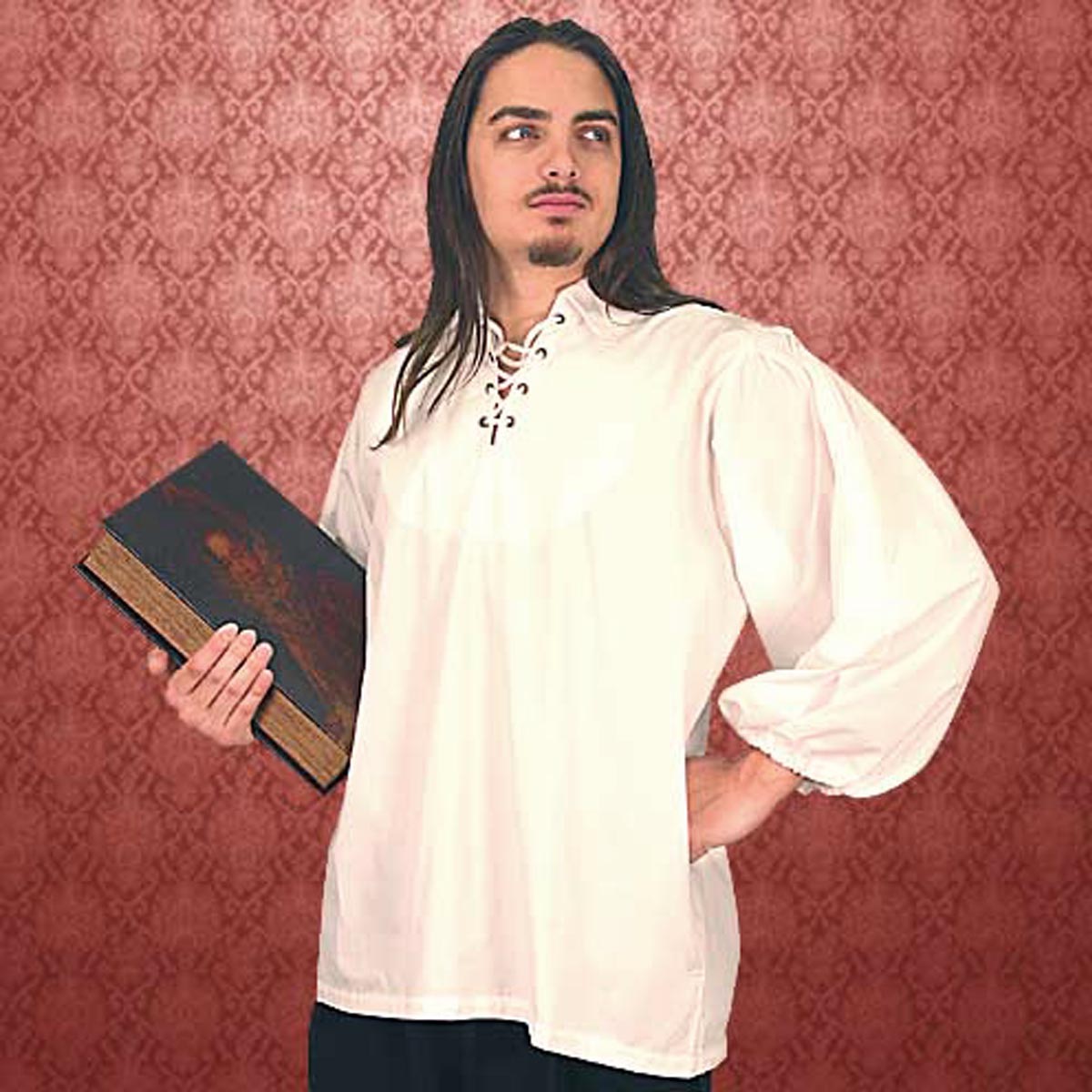 Hemd aus der späten Renaissance, Weiß, Größe XL