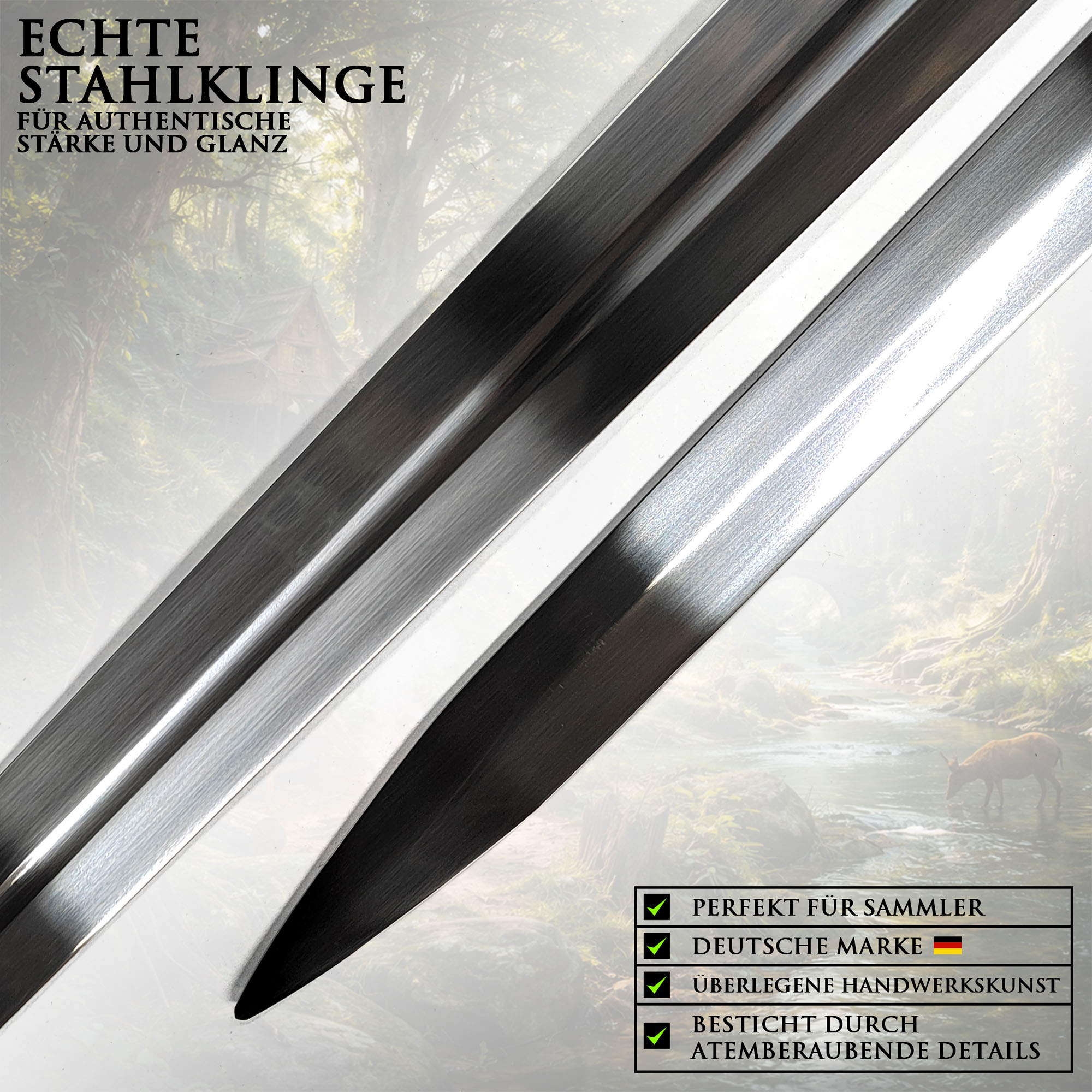 Robin Hood Movie Sword – 45" Steel Replica with Wooden Handle & Wall Stand