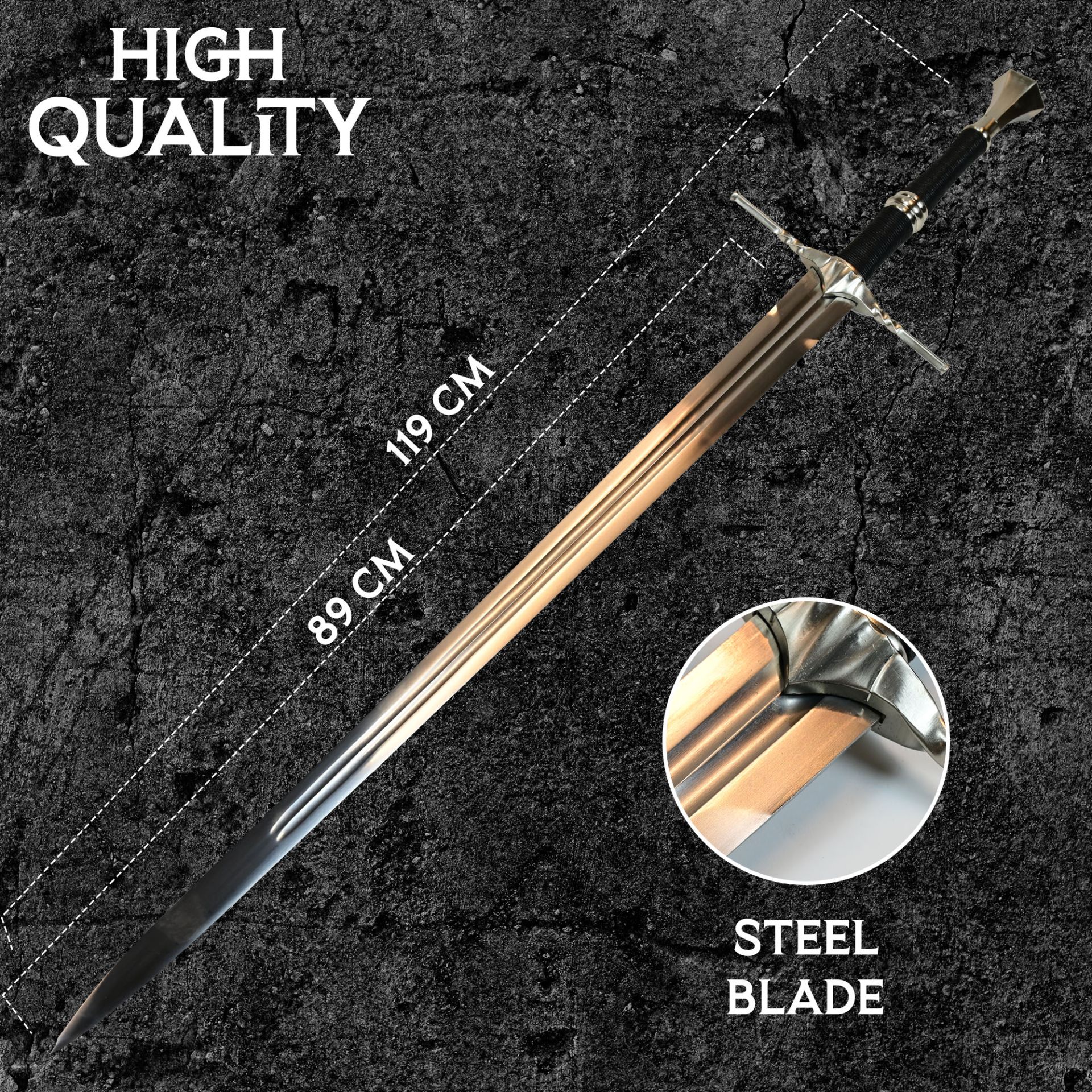 Witcher - Stahl Schwert mit Scheide - Typ II + Wandtafel