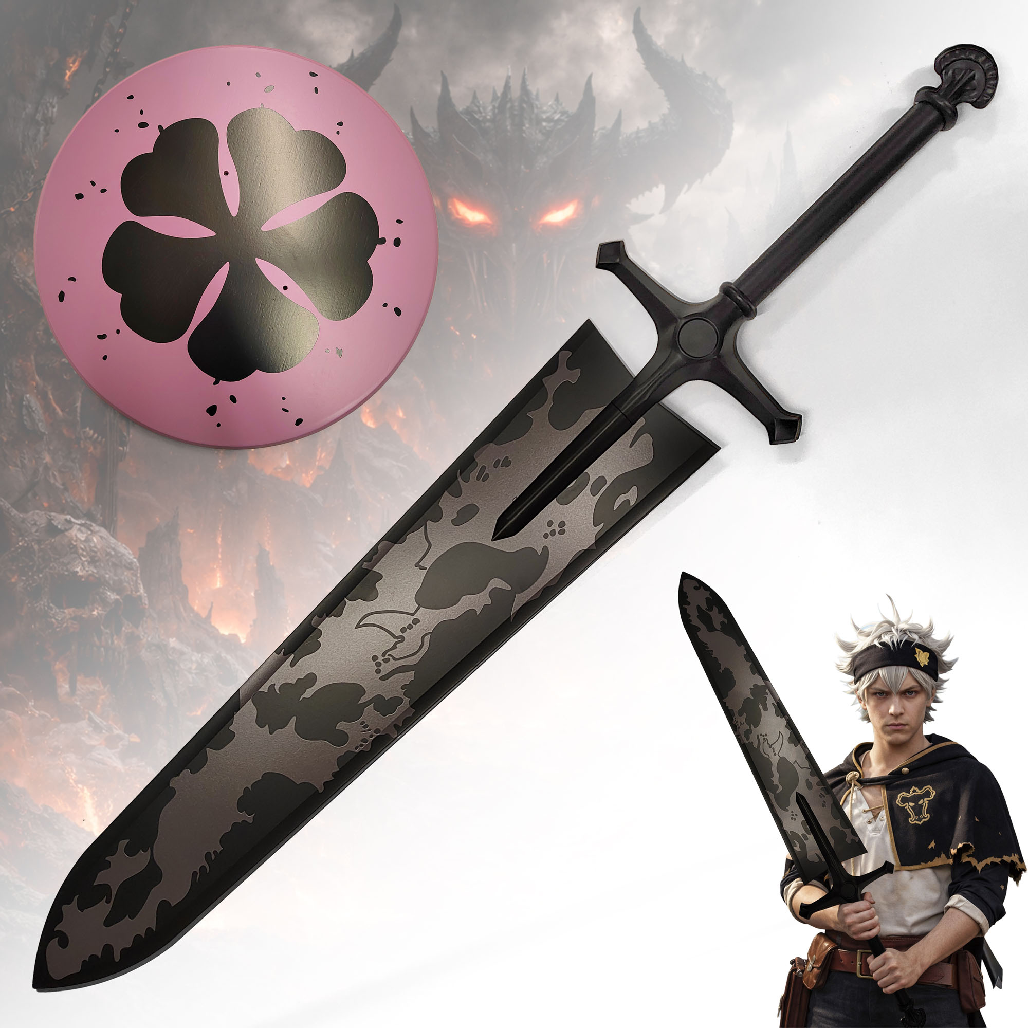 Black Clover: Asta's Dämonen-Lichtschwert – 130cm Stahl-Replika