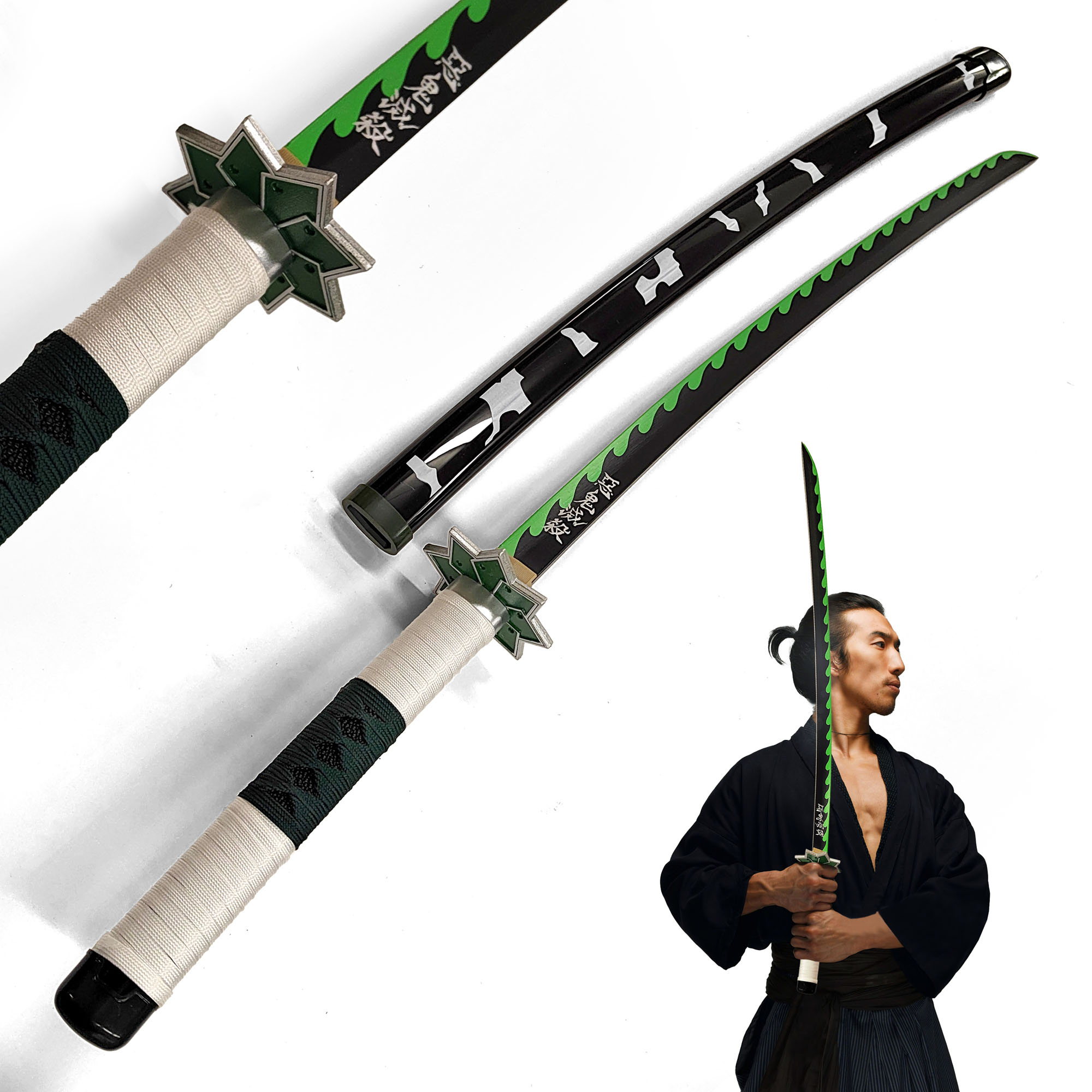 Demon Slayer - Sanemi Shinazugawa wooden sword with scabbard