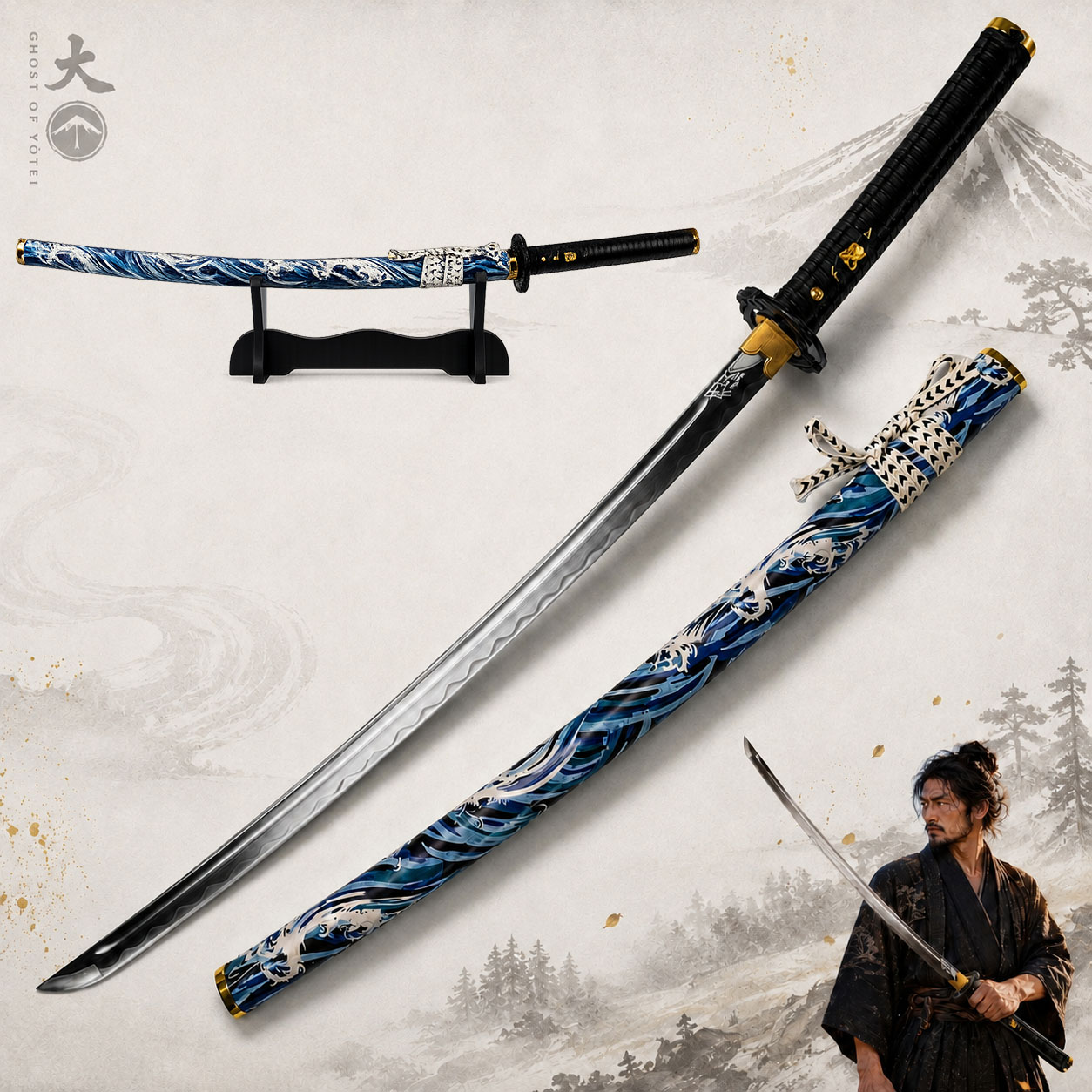 Ghost of Yōtei: Handgeschmiedetes Katana mit Scheide und Ständer