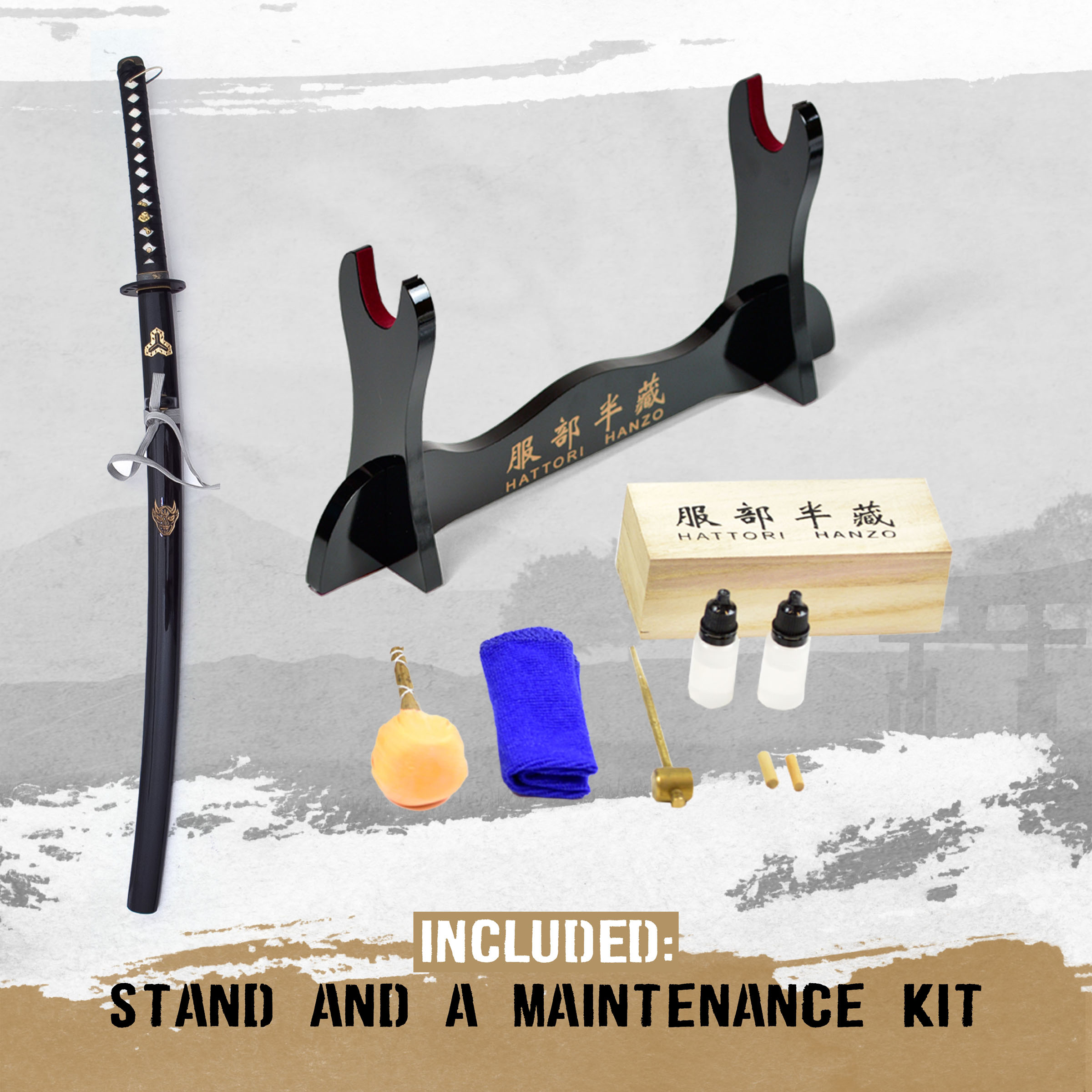 "Töte Bill" Hattori Hanzo Bills Schwert - gefaltet - mit Ständer und Pflegeset