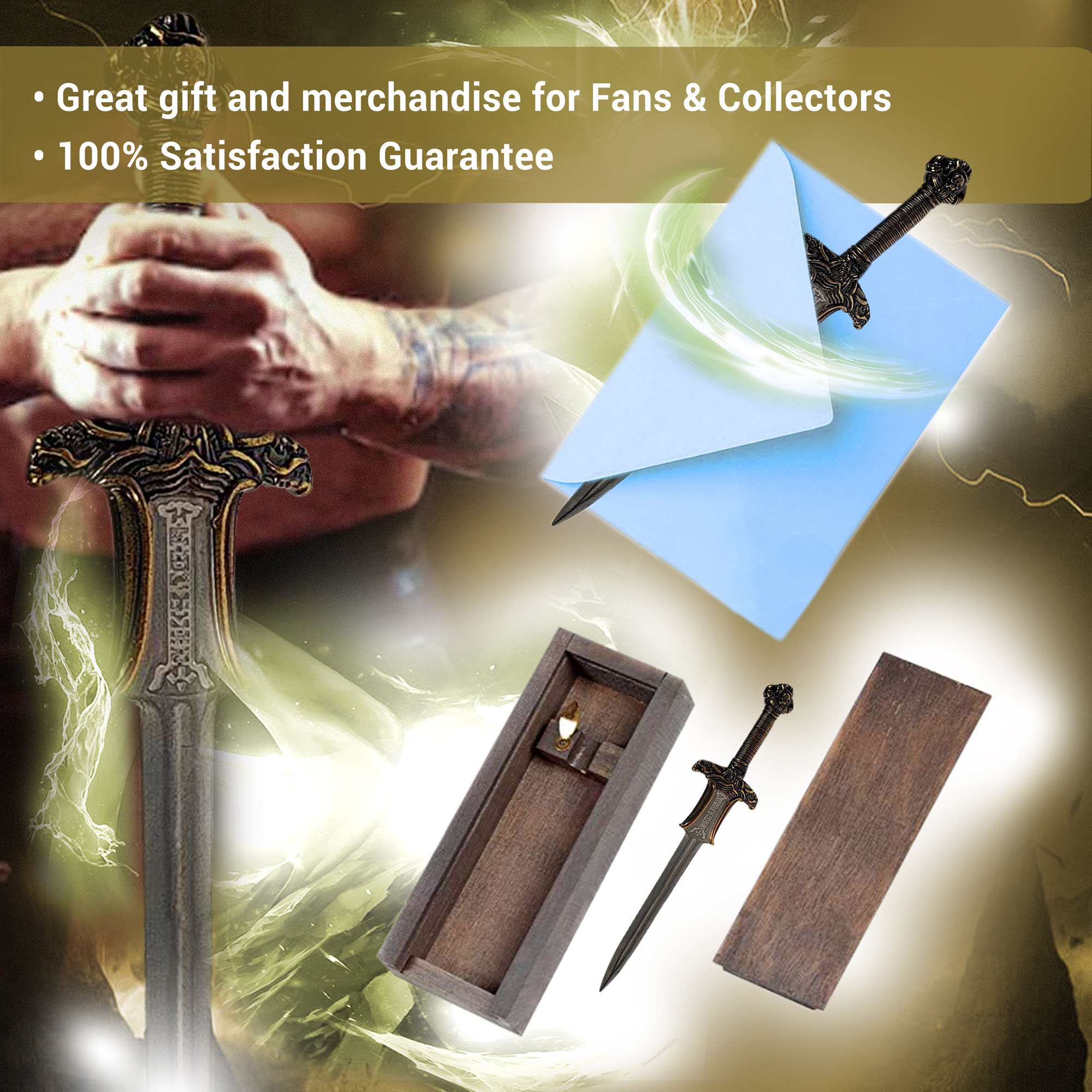 Conan Miniatur Atlantean Schwert Brieföffner in Holzbox