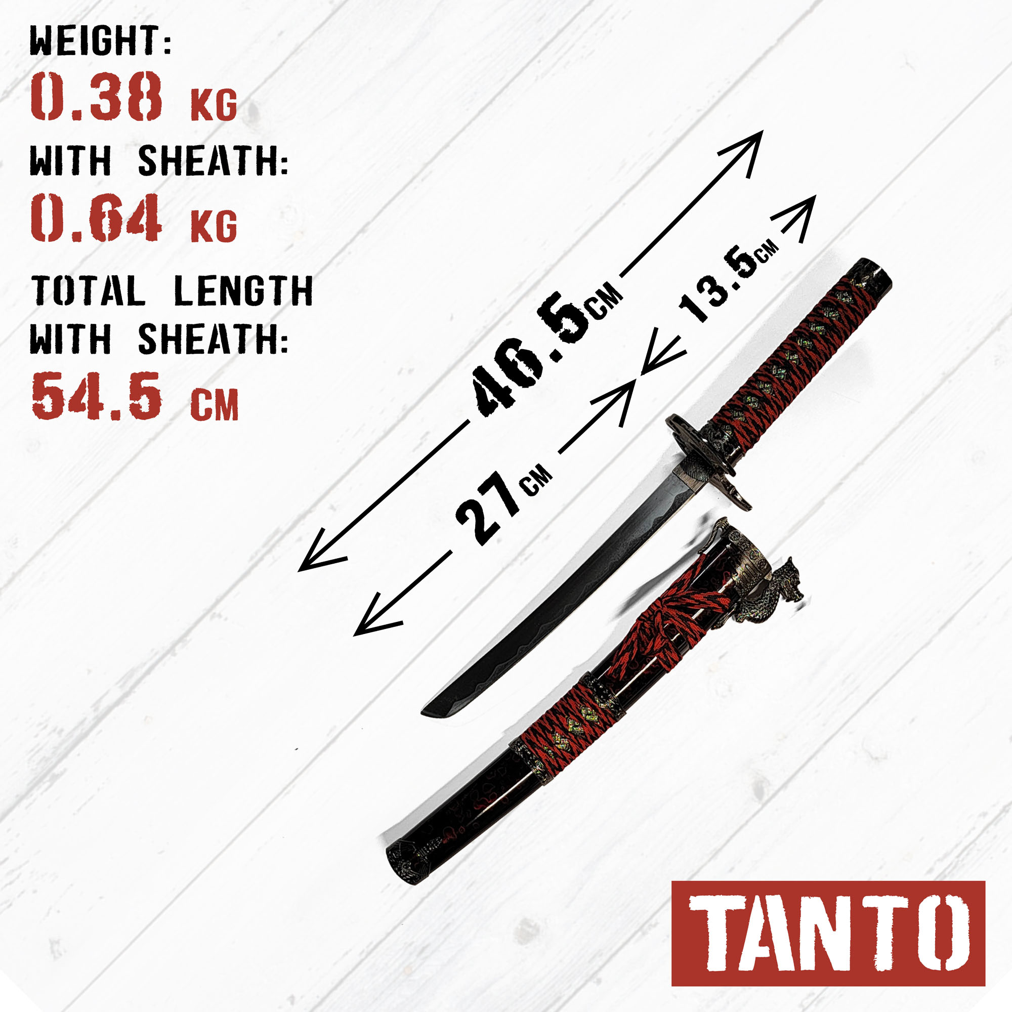 Samurai Sword Set of 3 with Stand - Dragon (Katana, Wakizashi and Tanto)
