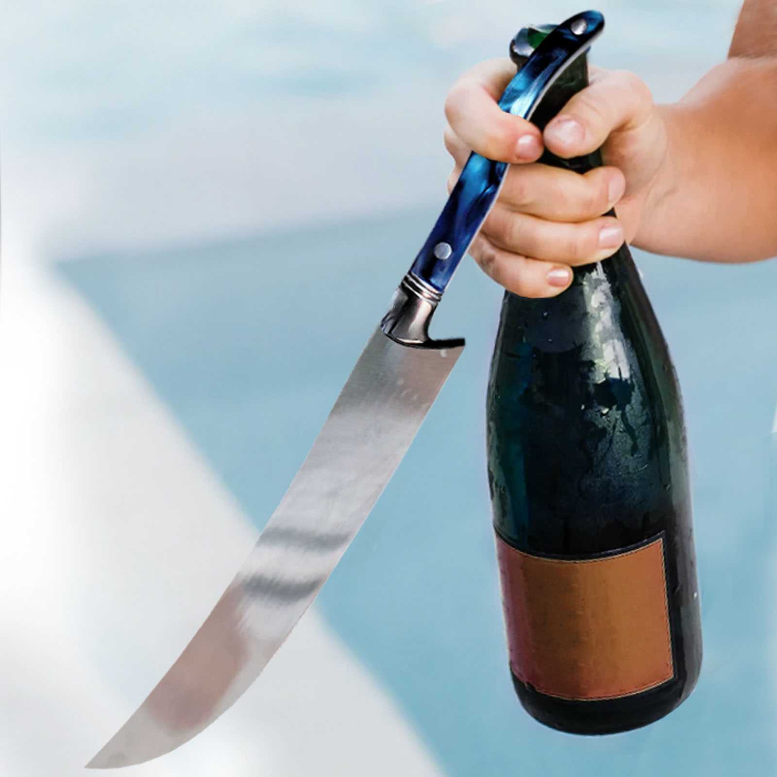 Champagne Saber, Blue Handle