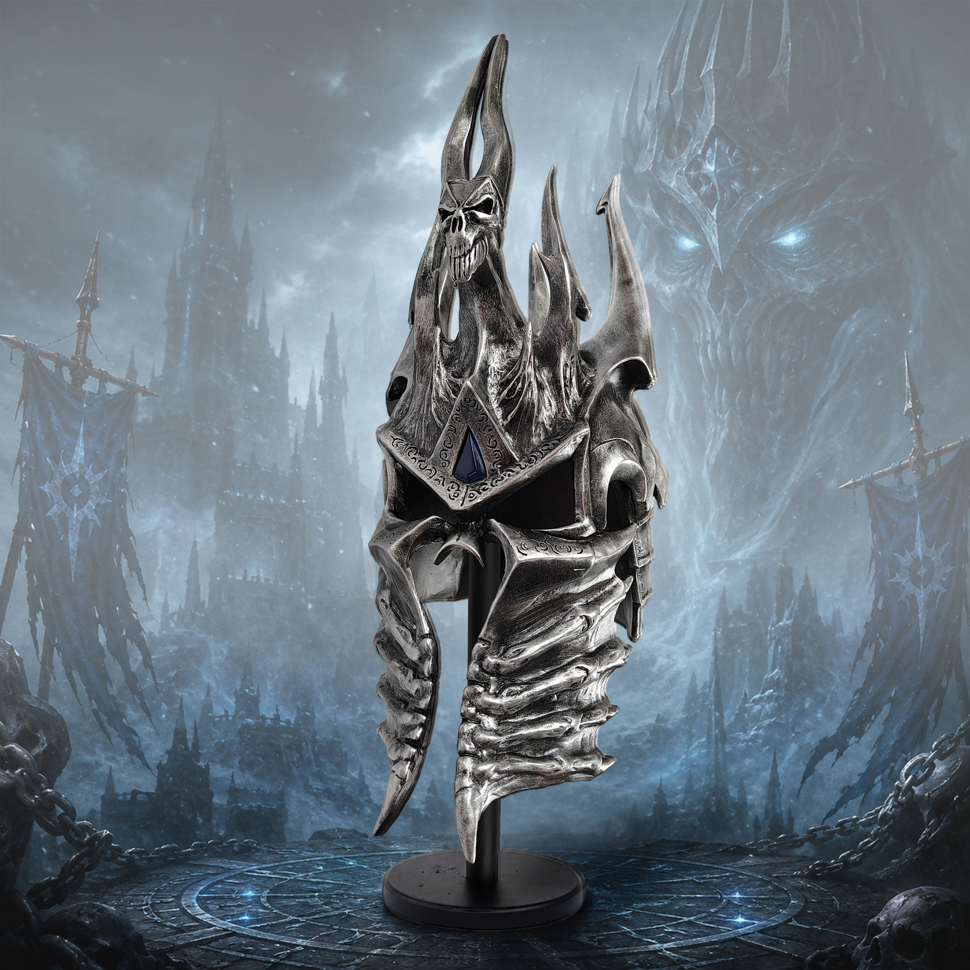 World of Warcraft: Helm der Herrschaft (Lichkönig) – Premium Replika inkl. Holzständer