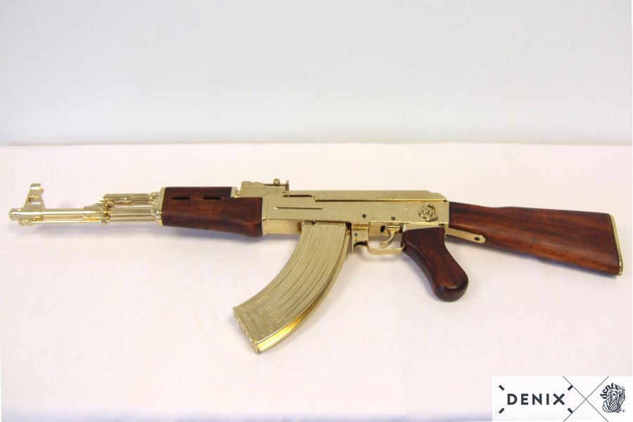 MG Kalashnikov AK 47 from 1947 Russia, gilded Sadam version