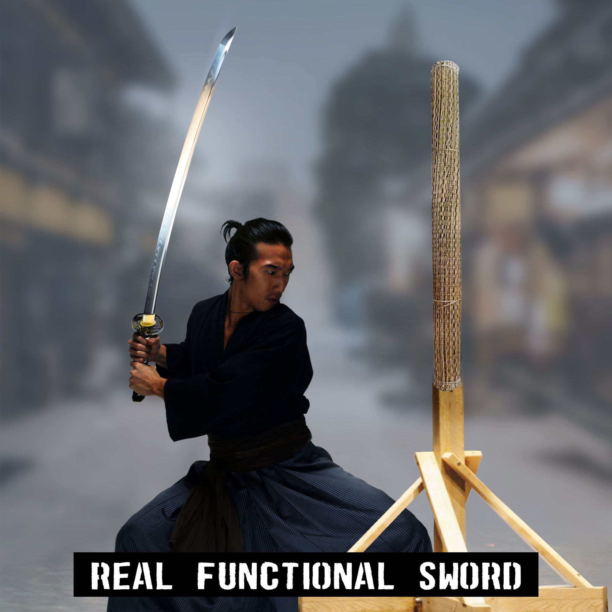 Miyamoto Musashi Komplettset (Katana, Ständer und Tatami Omote - einfache Qualität)