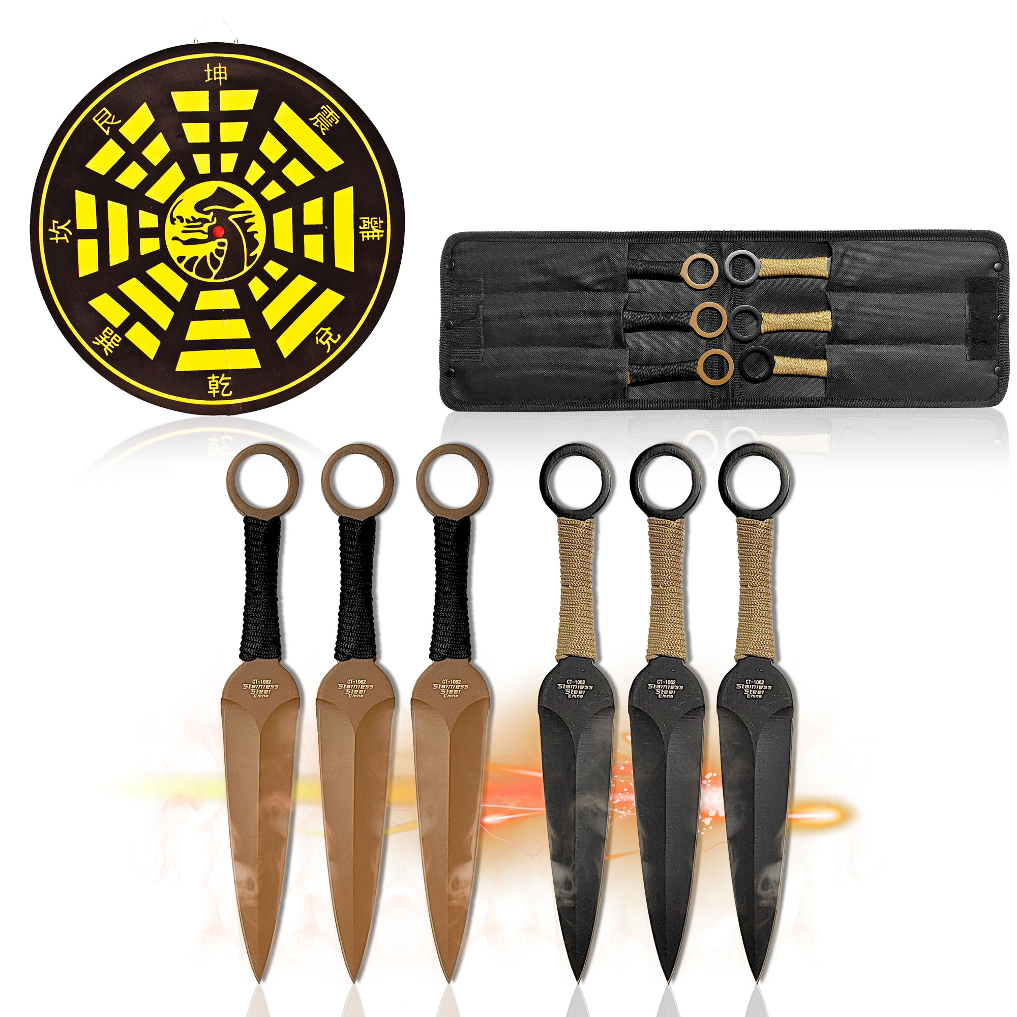 6 Throwing Knives with Target