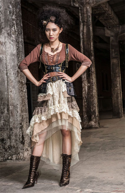 Steampunk Gürtel mit Taschen schwarz