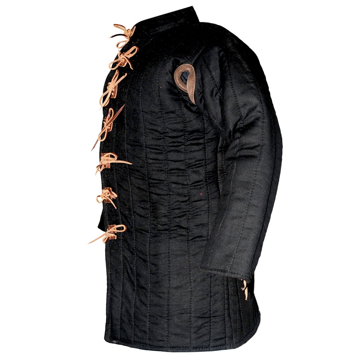 Gambeson mit Ledernesteln – schwarz (14./15. Jahrhundert), Schwarz, Größe M