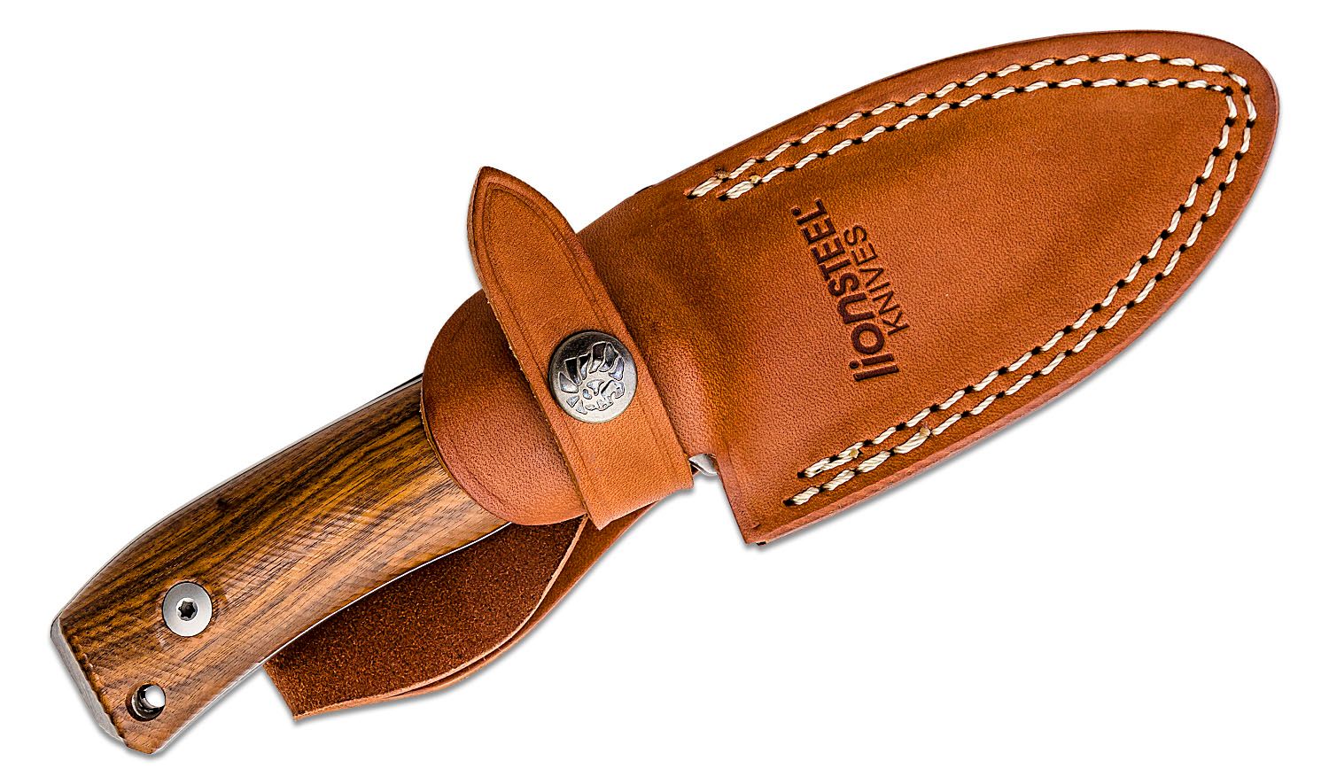 M4 Bushcrafting, Satin M390 Plain Blade, Santos Wood Handle, Leather Sheath
