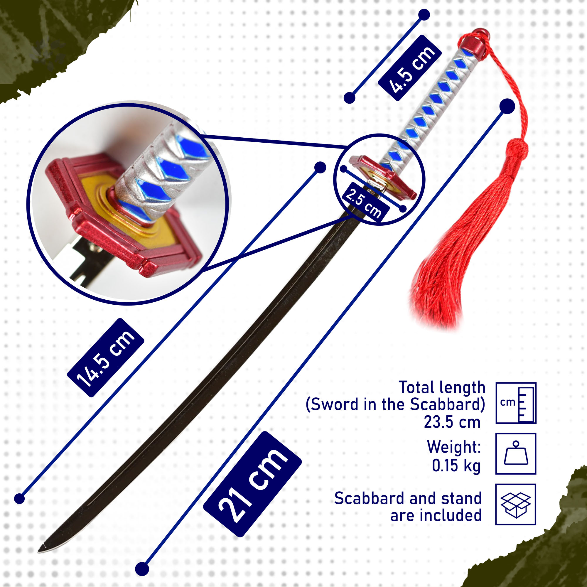 Demon Slayer – Tamioka Giyu Katana Brieföffner Schwert mit Scheide und Ständer