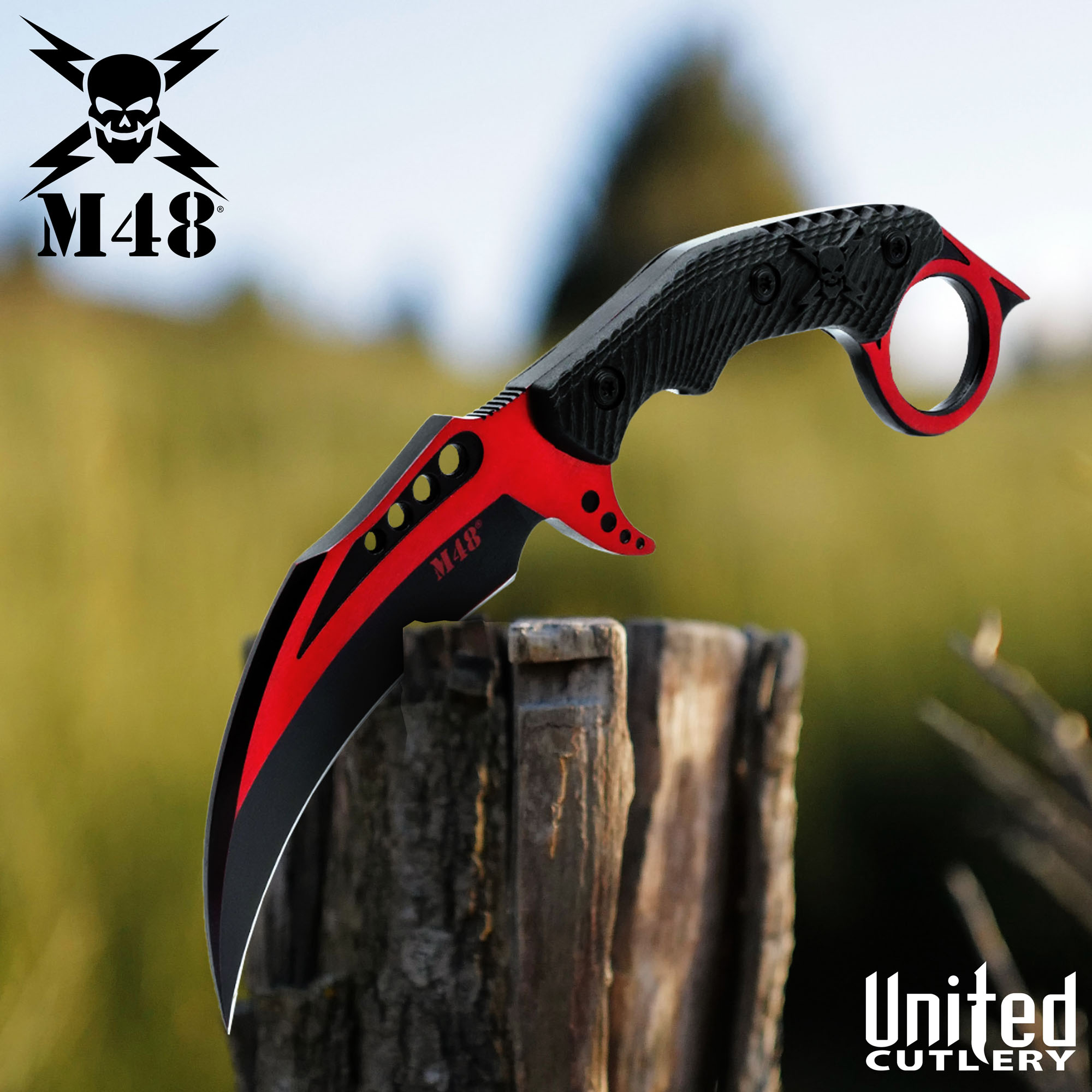 M48 Red Liberator Falcon Karambit with Sheath