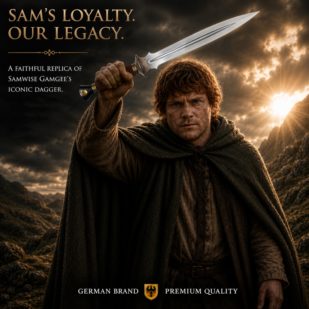 The Lord of the Rings: Samwise Gamgee's Dagger – 23.4" Steel Replica with Scabbard & Stand