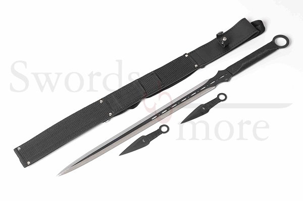 Sword with 2 Kunai throwing knives