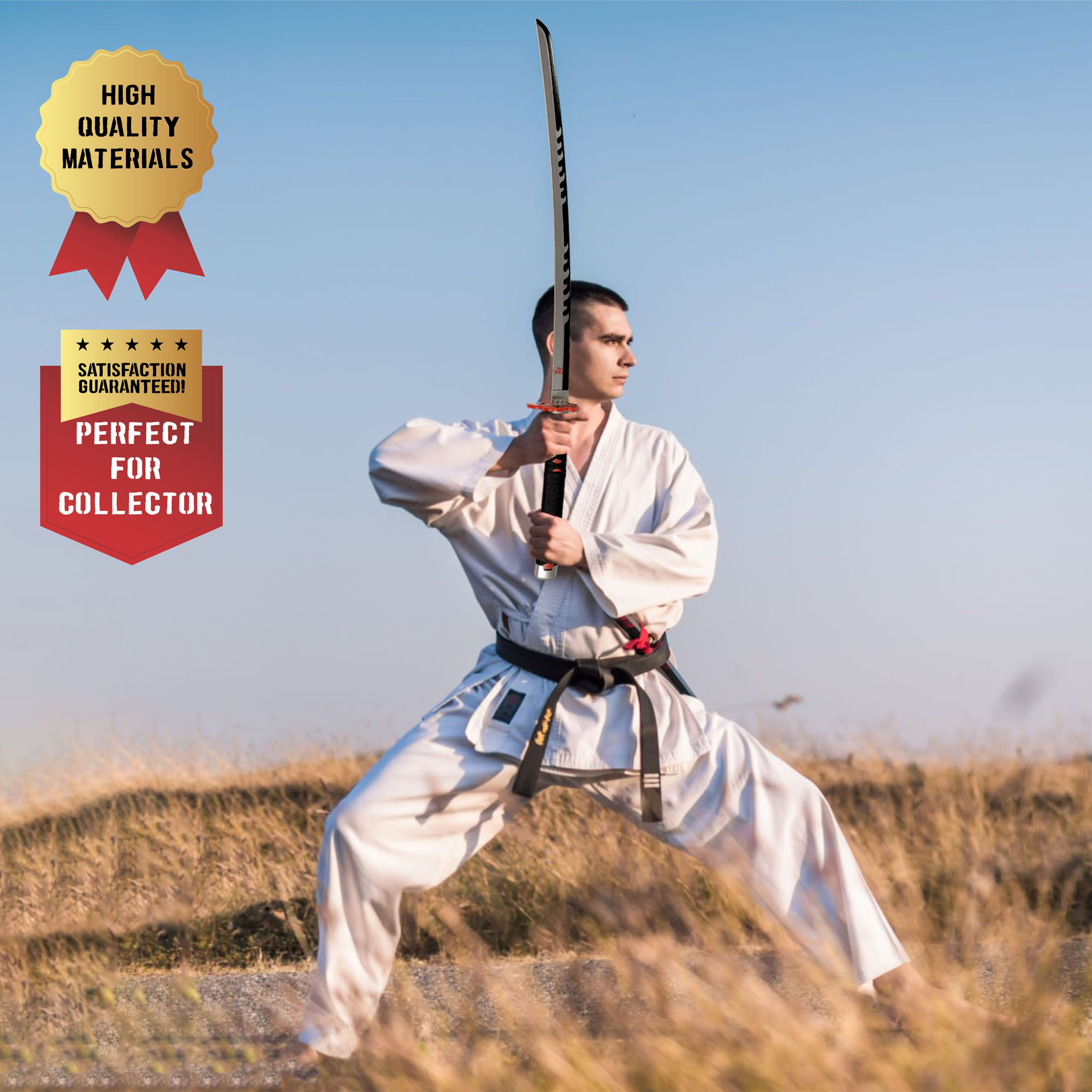 Demon Slayer - Tanjiro Kamado Schwert v2 - Fire Breath aus Holz mit Scheide