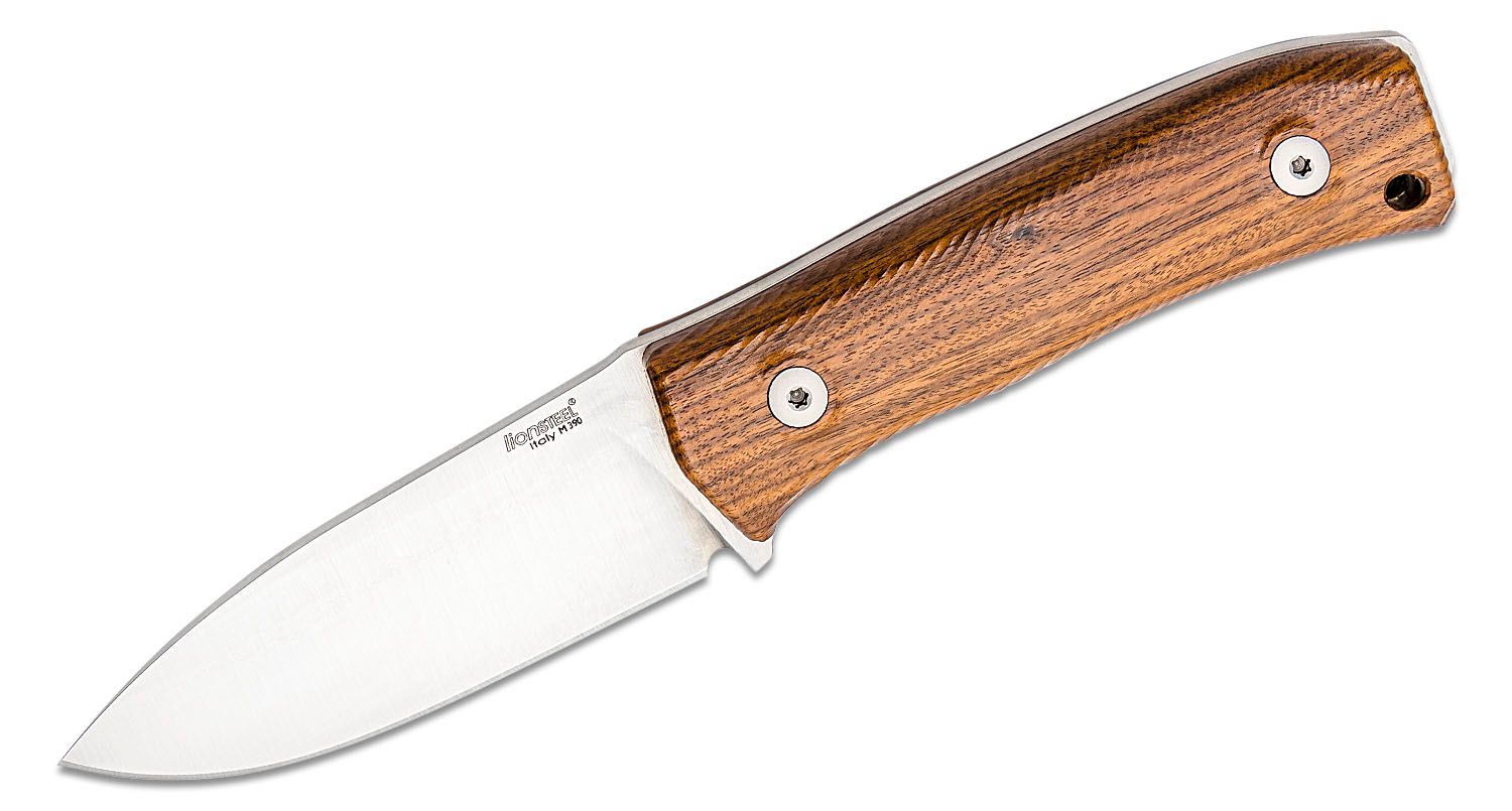 M4 Bushcrafting, Satin M390 Plain Blade, Santos Wood Handle, Leather Sheath