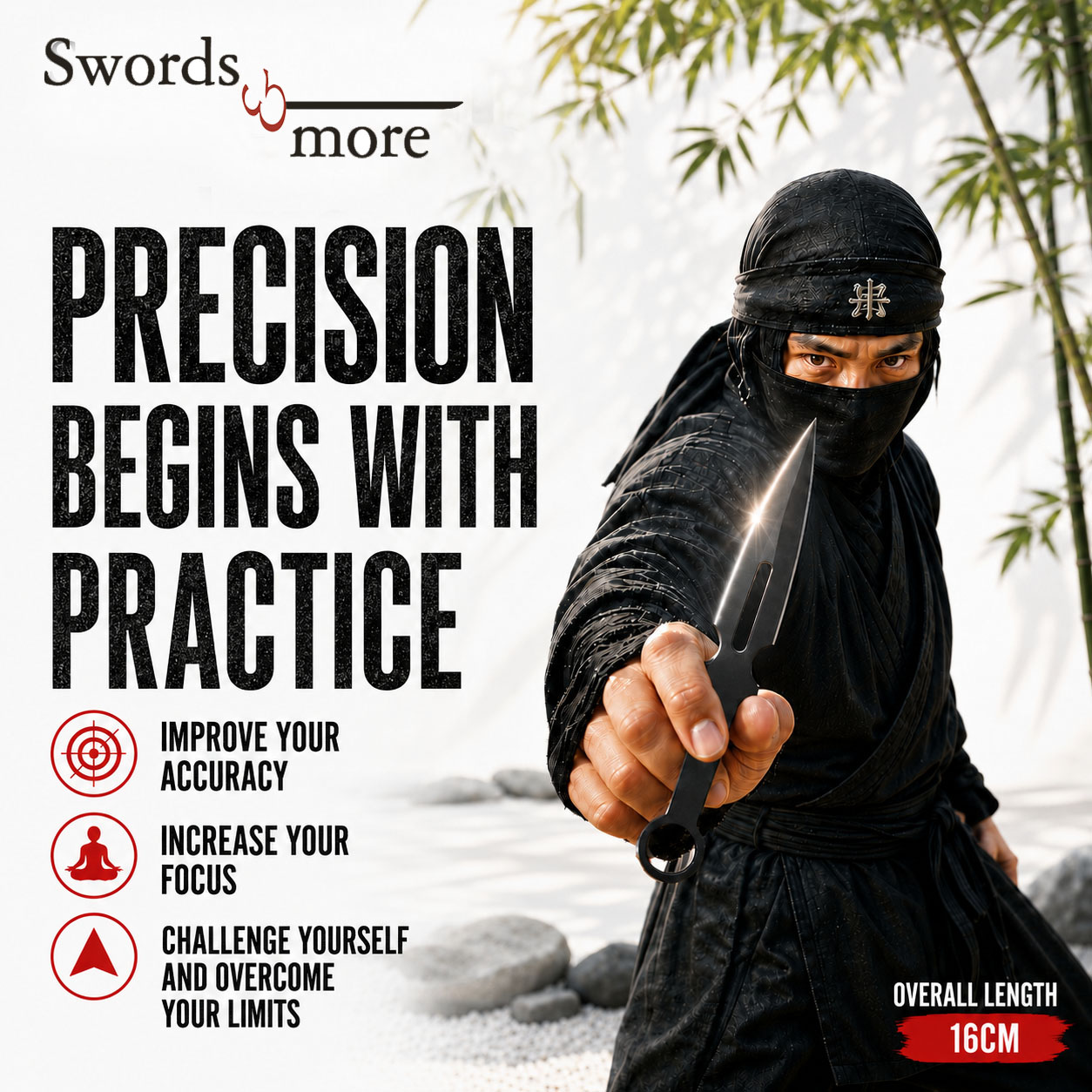 12 Black Throwing Knife with Wooden Target – Set