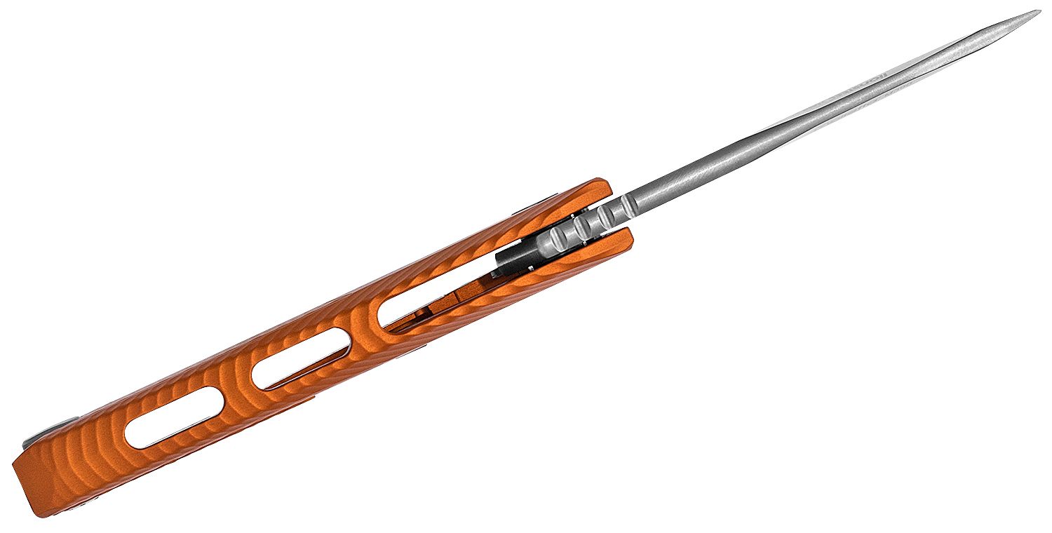 ROK A OS, M390 Satin Blade, Orange Aluminum Handle