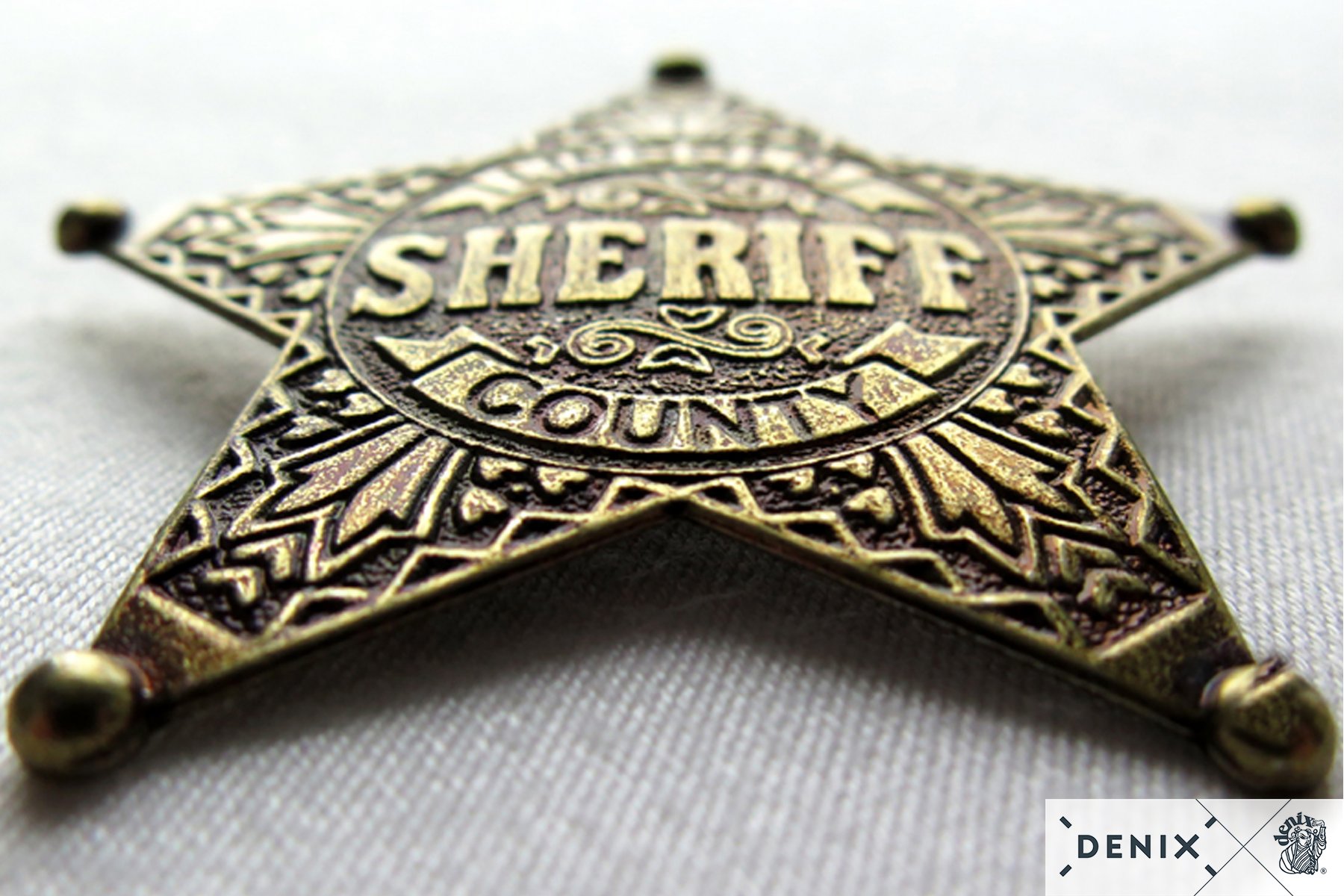 10 Sheriffsterne "Lincoln County" messingfarben