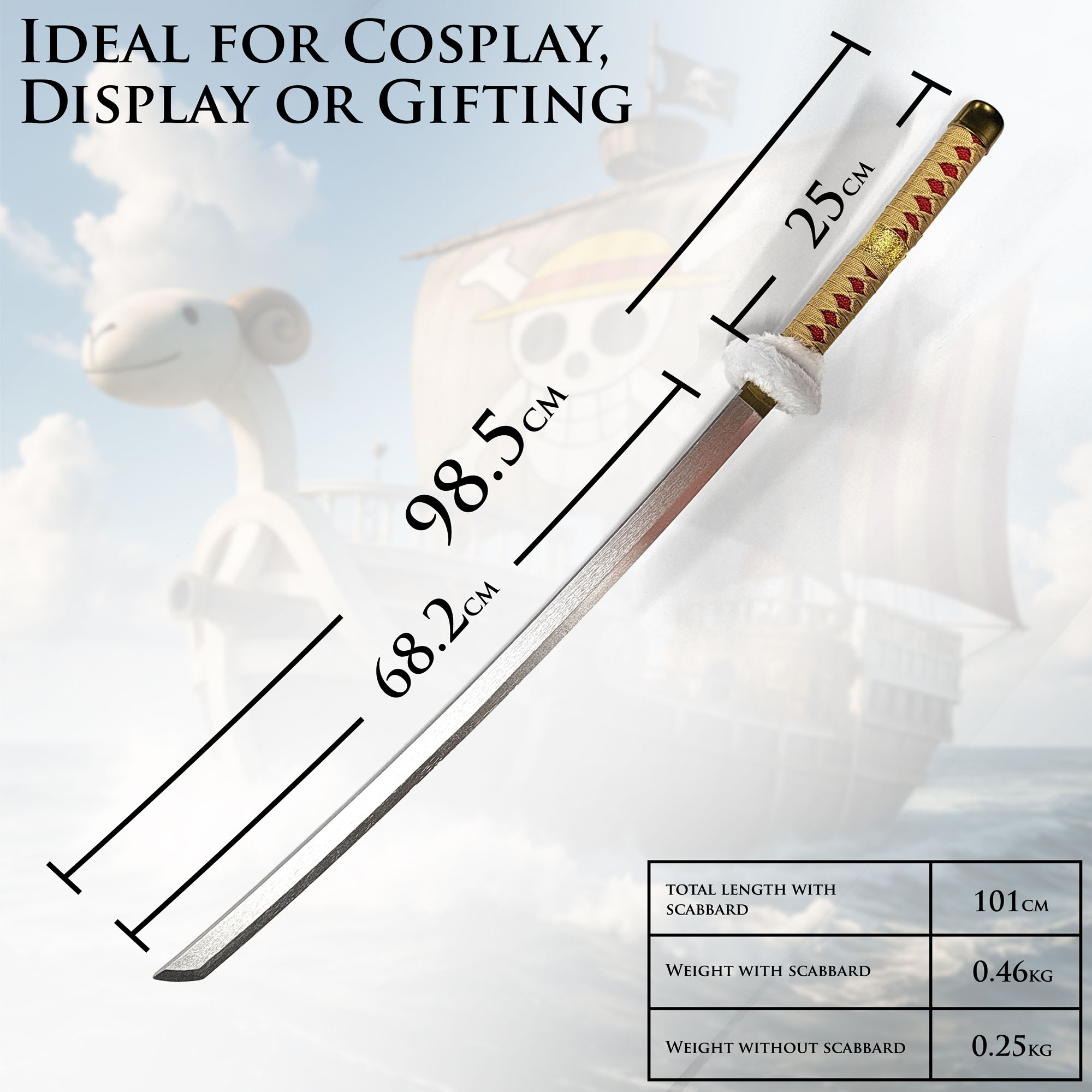 One Piece - Trafalgar Law Schwert brauner Griff, Holzversion