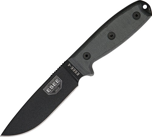 Esee Modell 4, glatte Schneide mit Scheide, schwarz