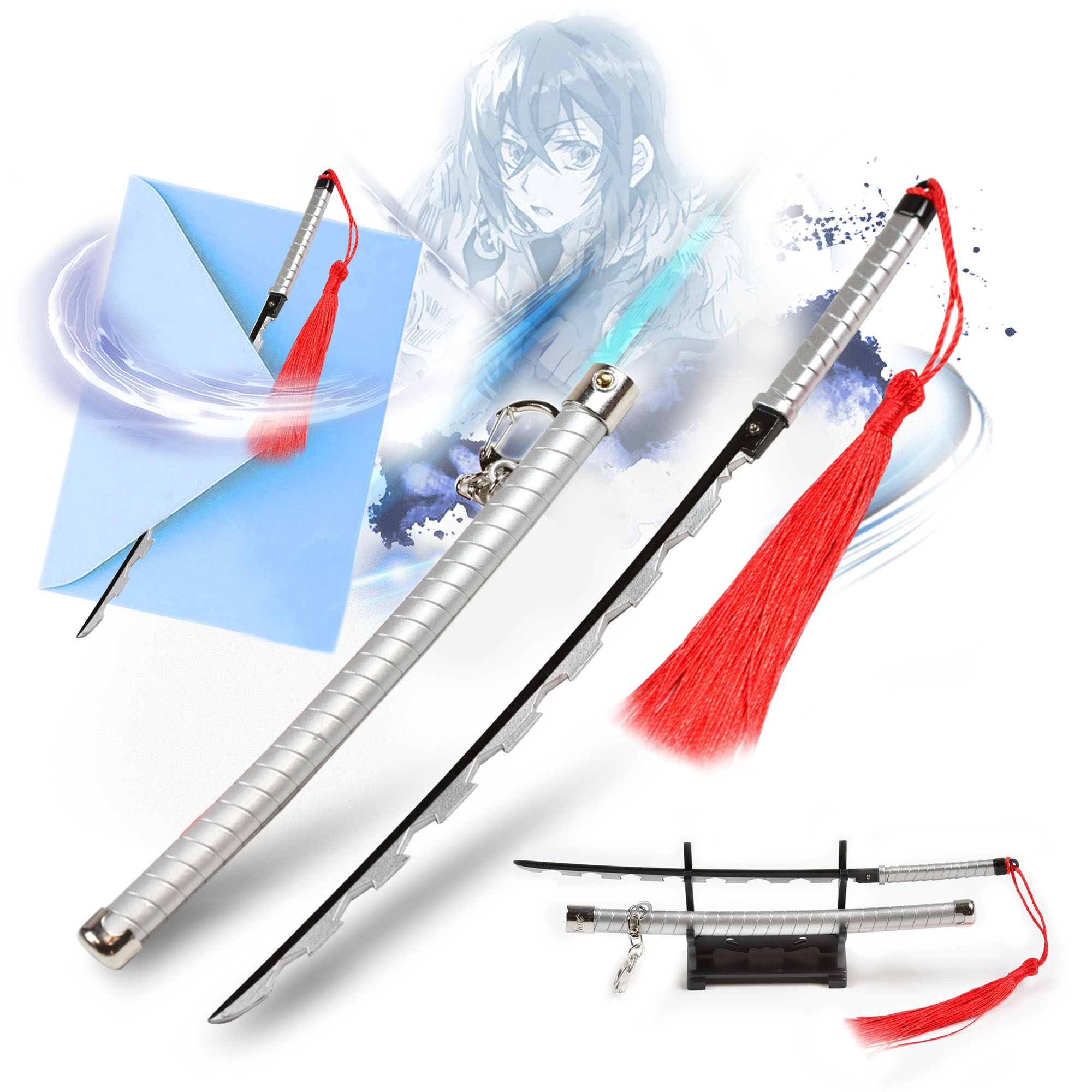 Demon Slayer - Hashibira Inosuke Katana Letter Opener Sword with Sheath and Stand 