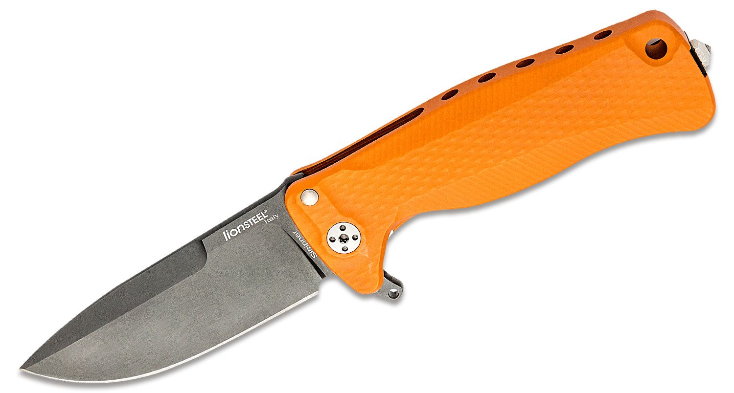 SR-22A OB Integral, Black Sleipner Drop Point Blade, Orange Aluminum Handle