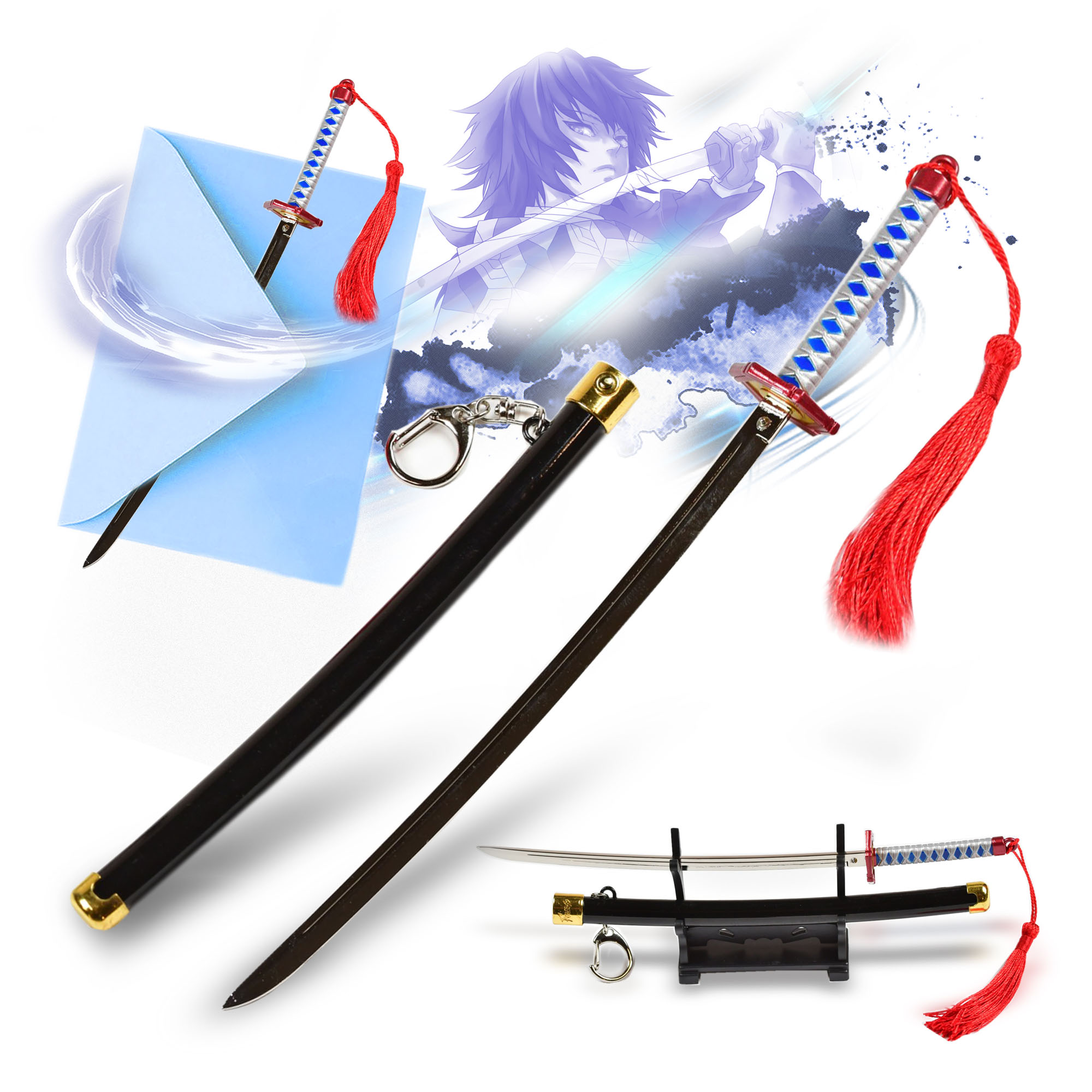 Demon Slayer - Tomioka Giyuu Katana Letter Opener Sword with Sheath and Stand 