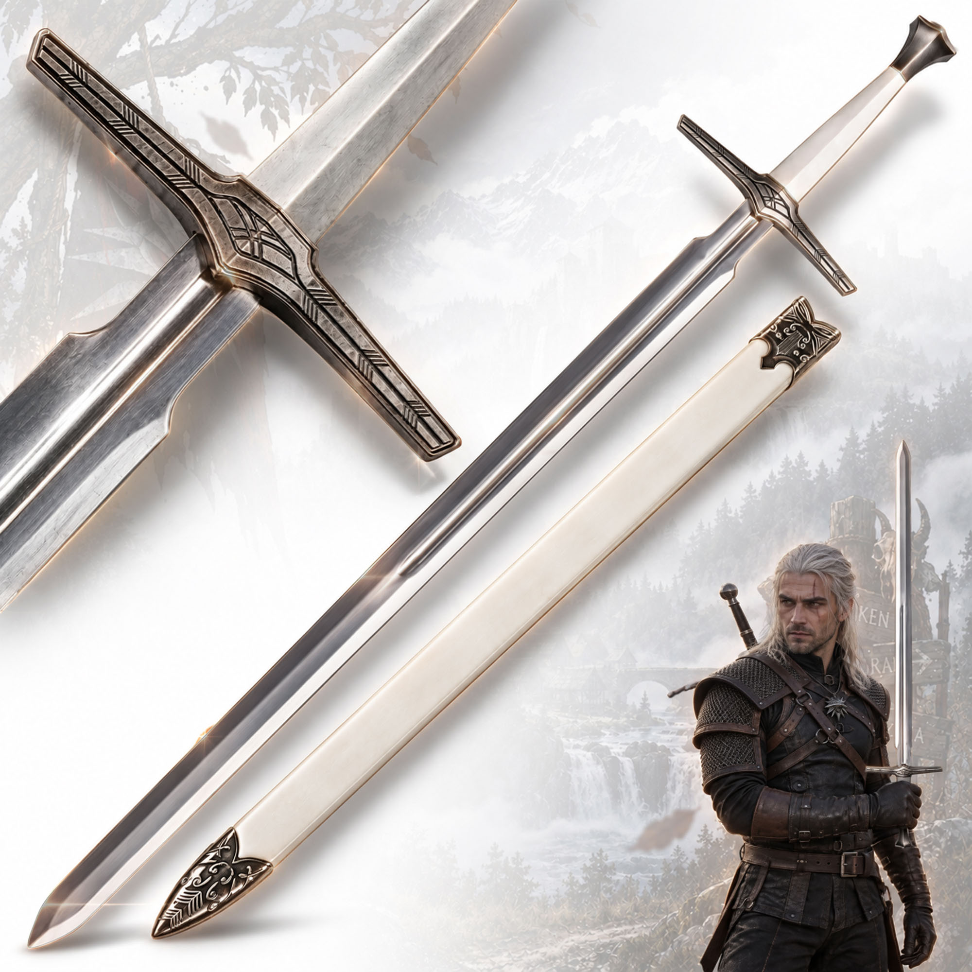 Witcher - Silber Schwert mit Scheide, Netflix Version