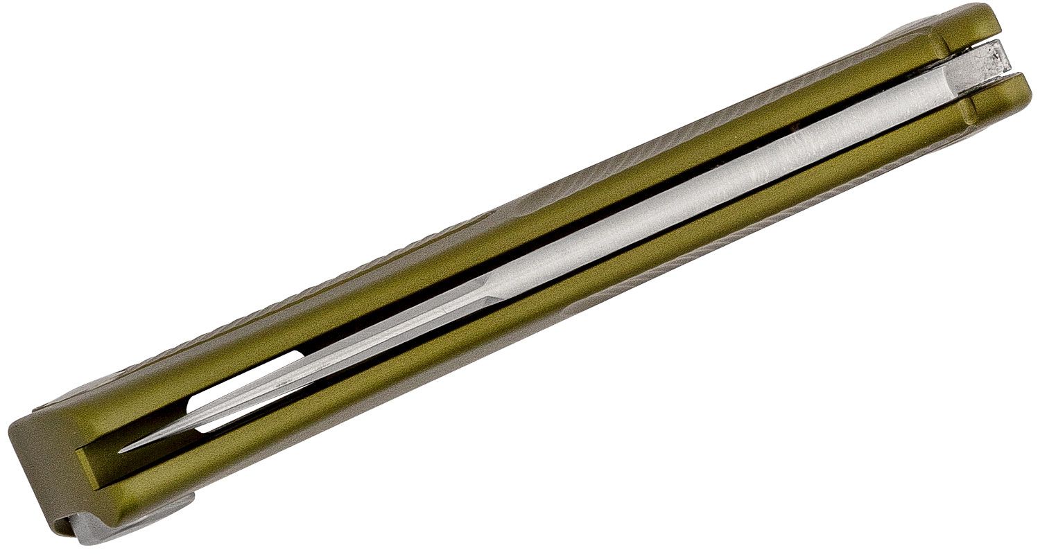 Thrill, M390 Satin-Klinge, grüner Aluminiumgriff