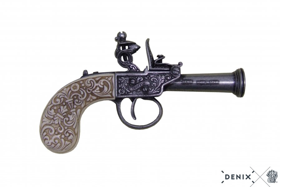 English flintlock pistol 1798, gray, with plastic handle