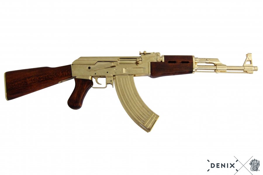 MG Kalashnikov AK 47 from 1947 Russia, gilded Sadam version