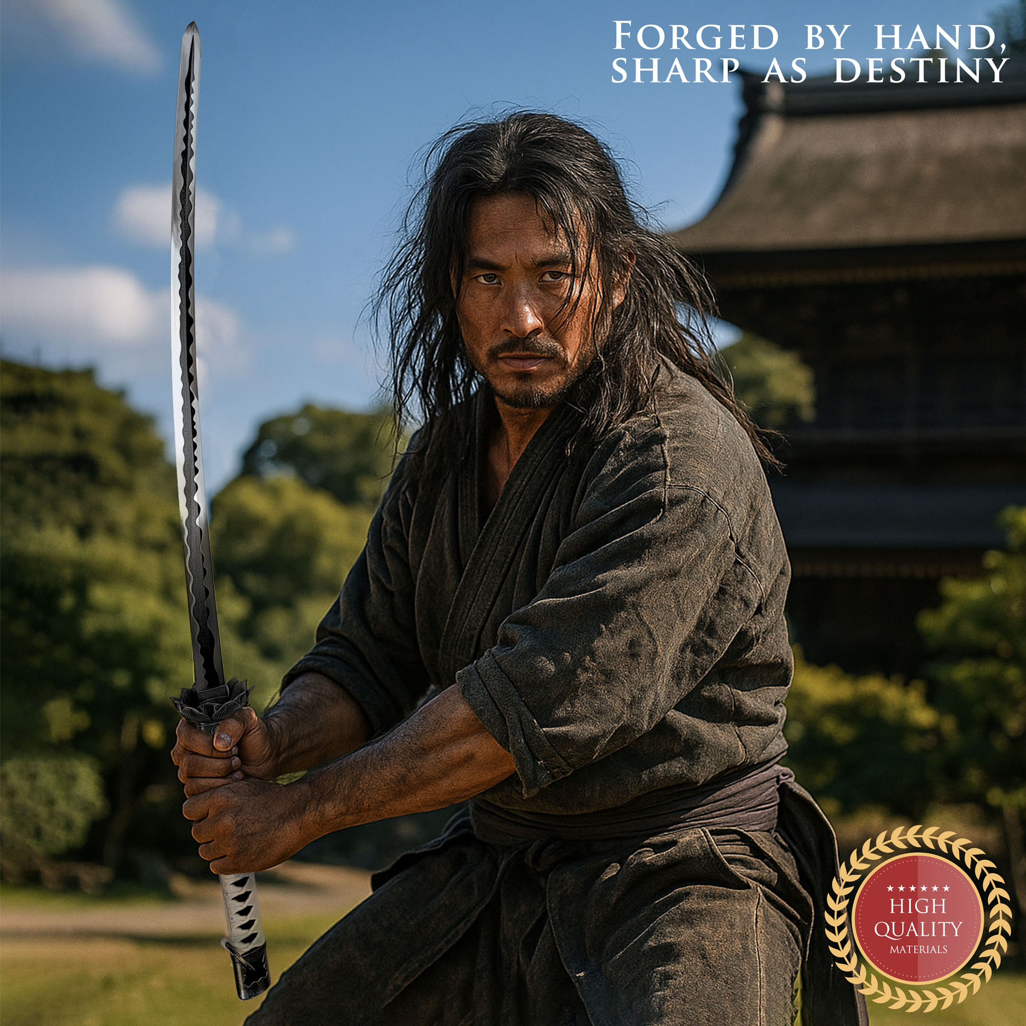 Sekiro: Shadows Die Twice – Black Mortal Blade Schwert mit Scheide, Handgeschmiedete und scharfe Klinge