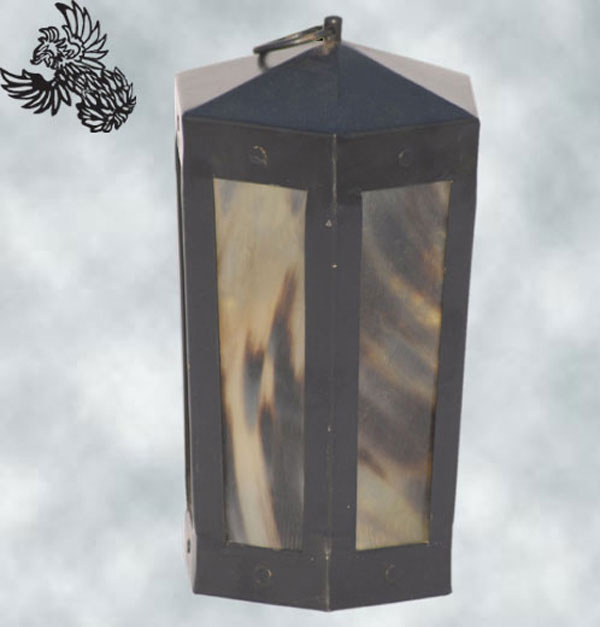 Medieval styled lanterns made of iron and cow horn panels- 24,5