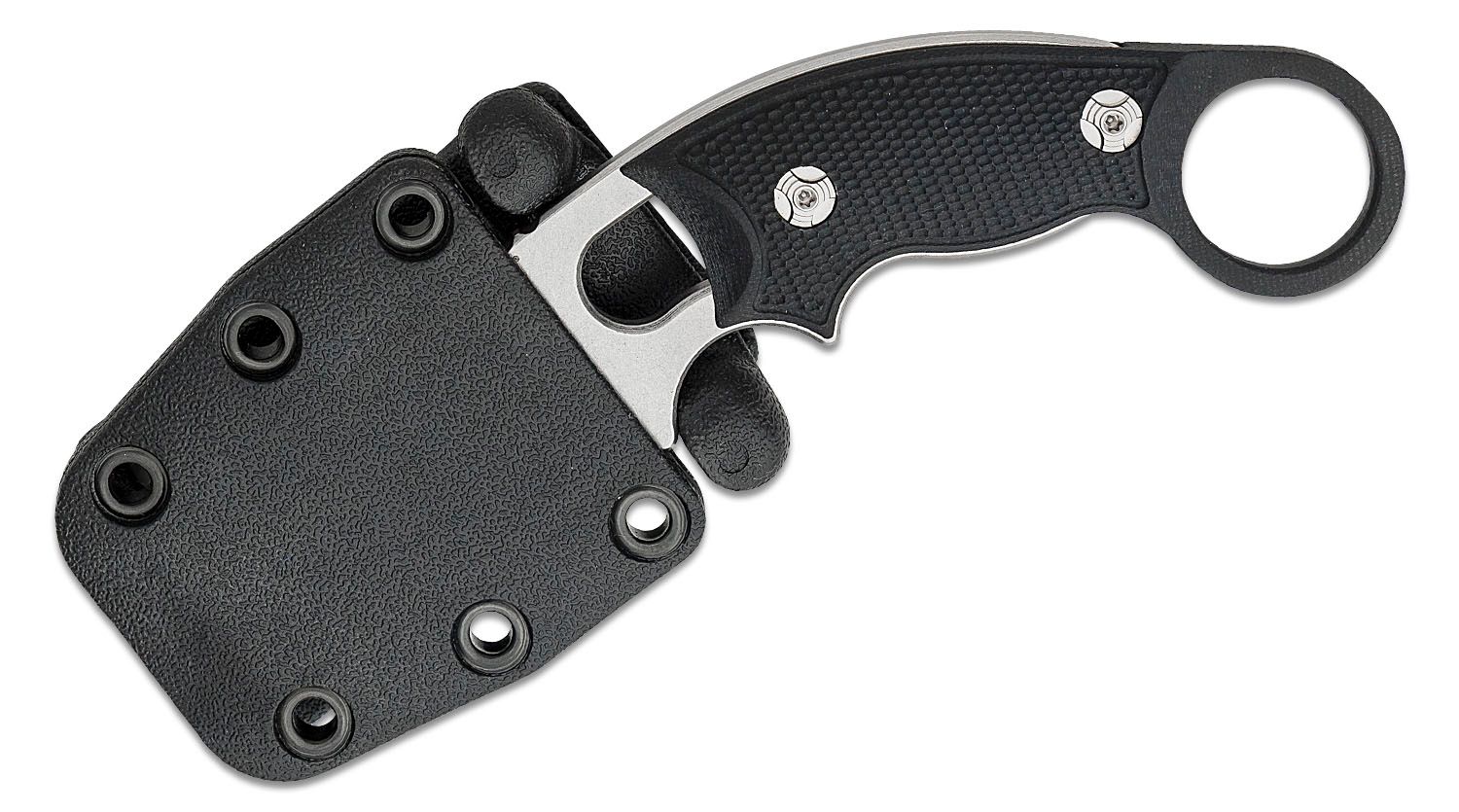 EX-F03 Hawkbill Karambit, 154 cm Stonewashed, massiv schwarze G10-Griffe, Kydexscheide