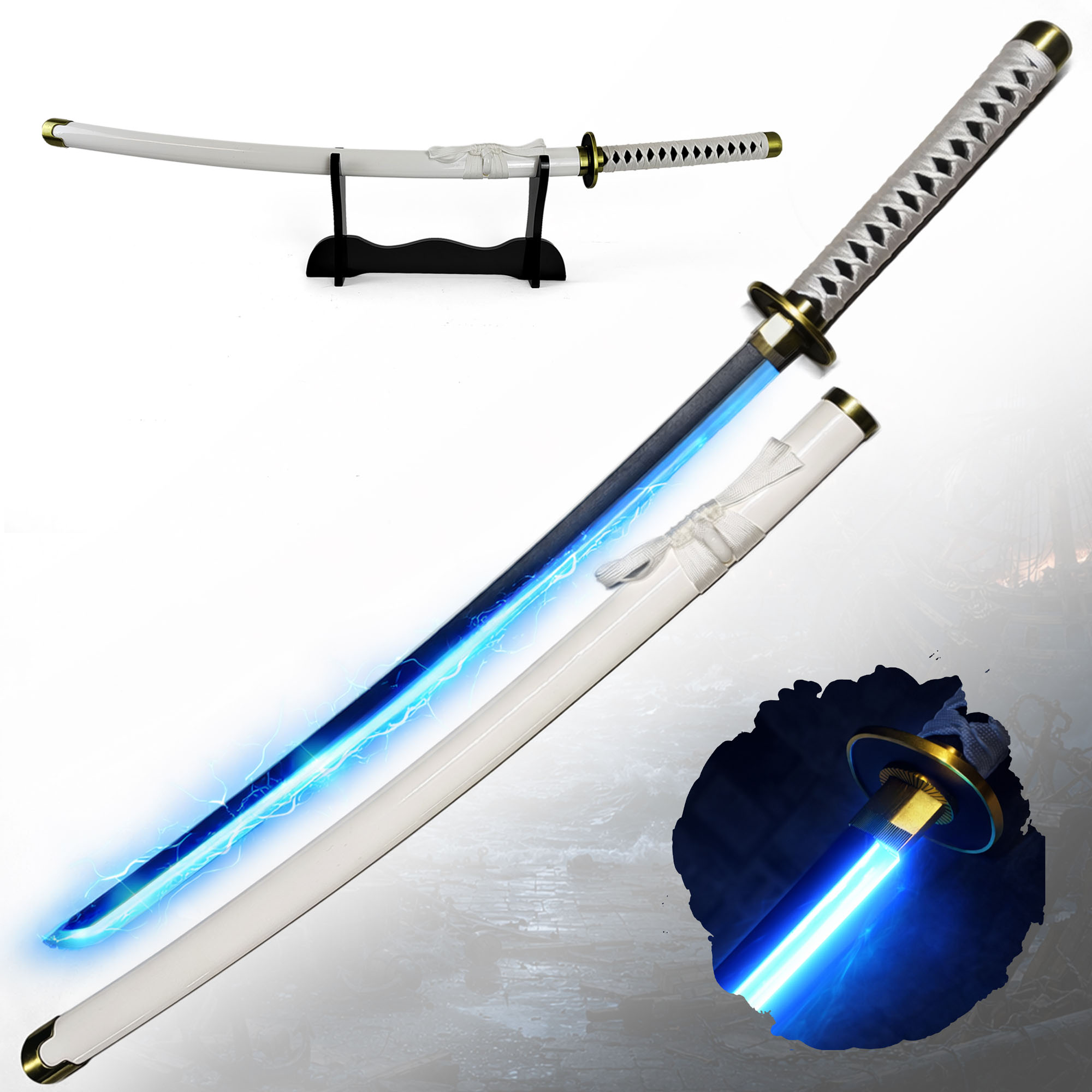 One Piece – Wado-Ichi-Monji Katana mit Scheide (Stahlklinge mit LED-leuchtender Klingenkante)