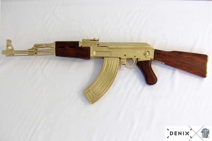 MG Kalashnikov AK 47 from 1947 Russia, gilded Sadam version