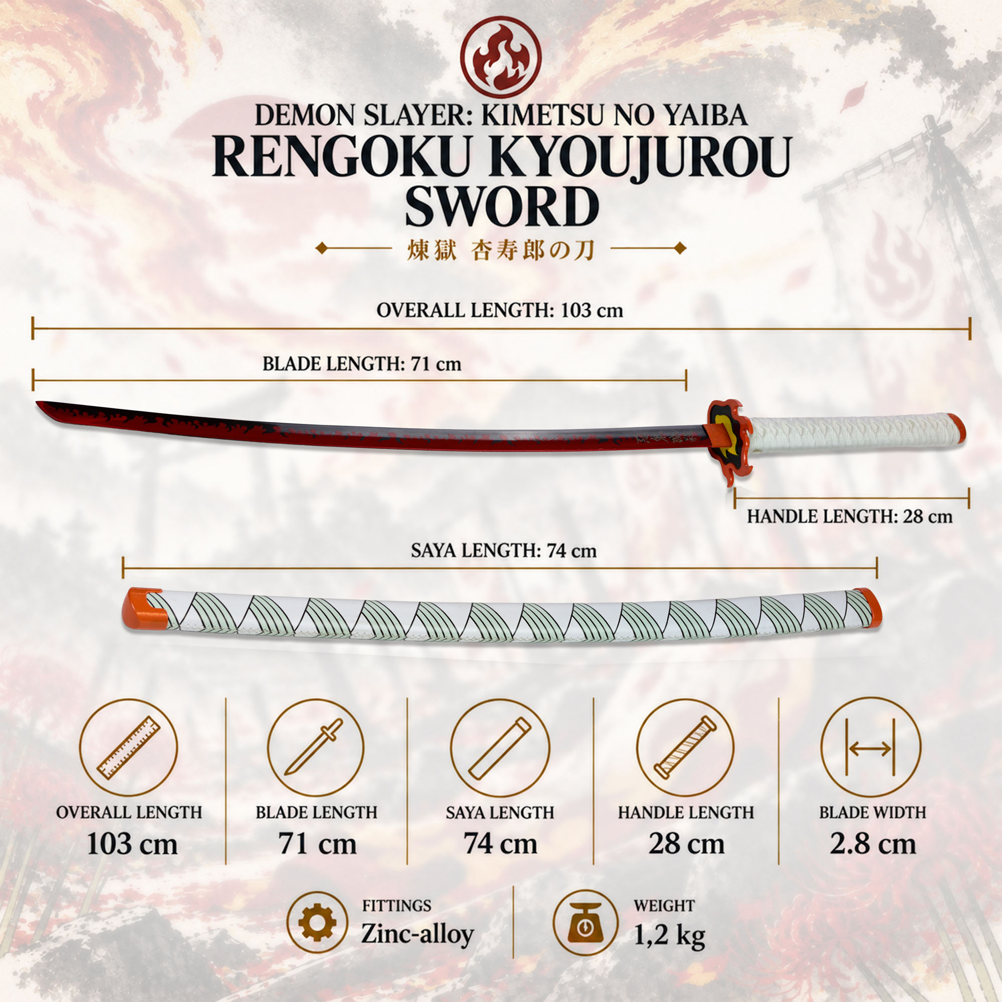 Demon Slayer: Kimetsu no Yaiba - Rengoku Kyoujurou sword