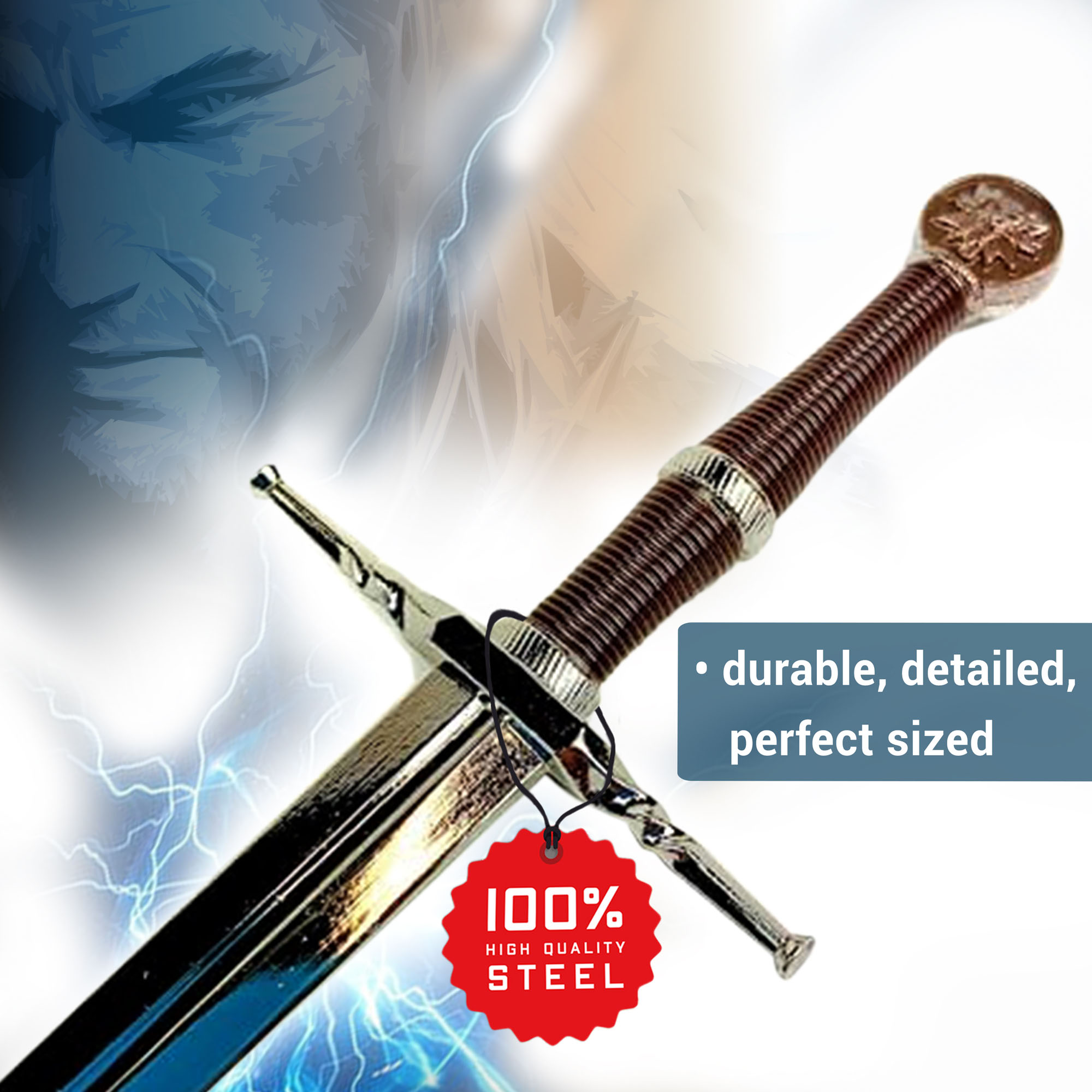 The Witcher - Geralt of Rivia Steel Sword, Letter Opener Sword  with Stand 21.6cm, Miniature Sword Game