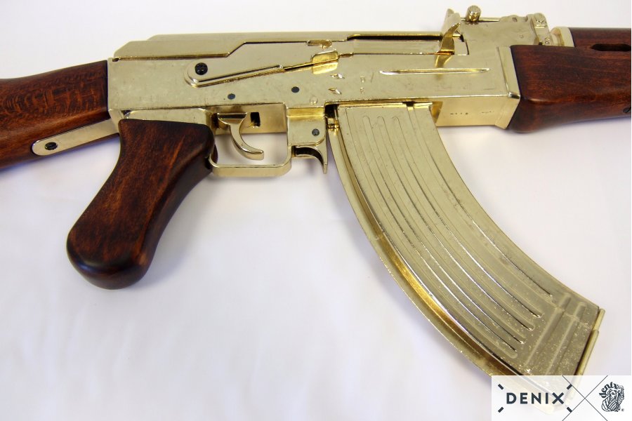 MG Kalashnikov AK 47 from 1947 Russia, gilded Sadam version