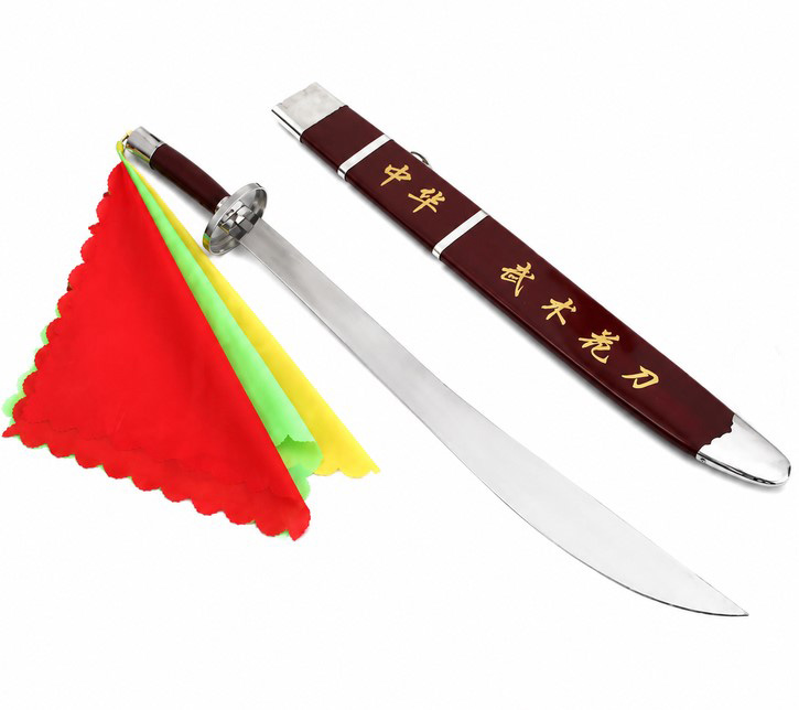 Kung Fu Training Sabre (Wushu Dao) – 30" Steel Broadsword with Scabbard, Silks & Bag